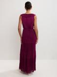 Phase Eight Klana Plisse Maxi Dress, Burgundy