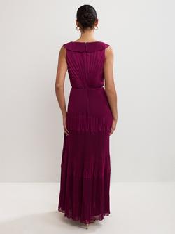 Phase Eight Klana Plisse Maxi Dress, Burgundy - view 2, Burgundy