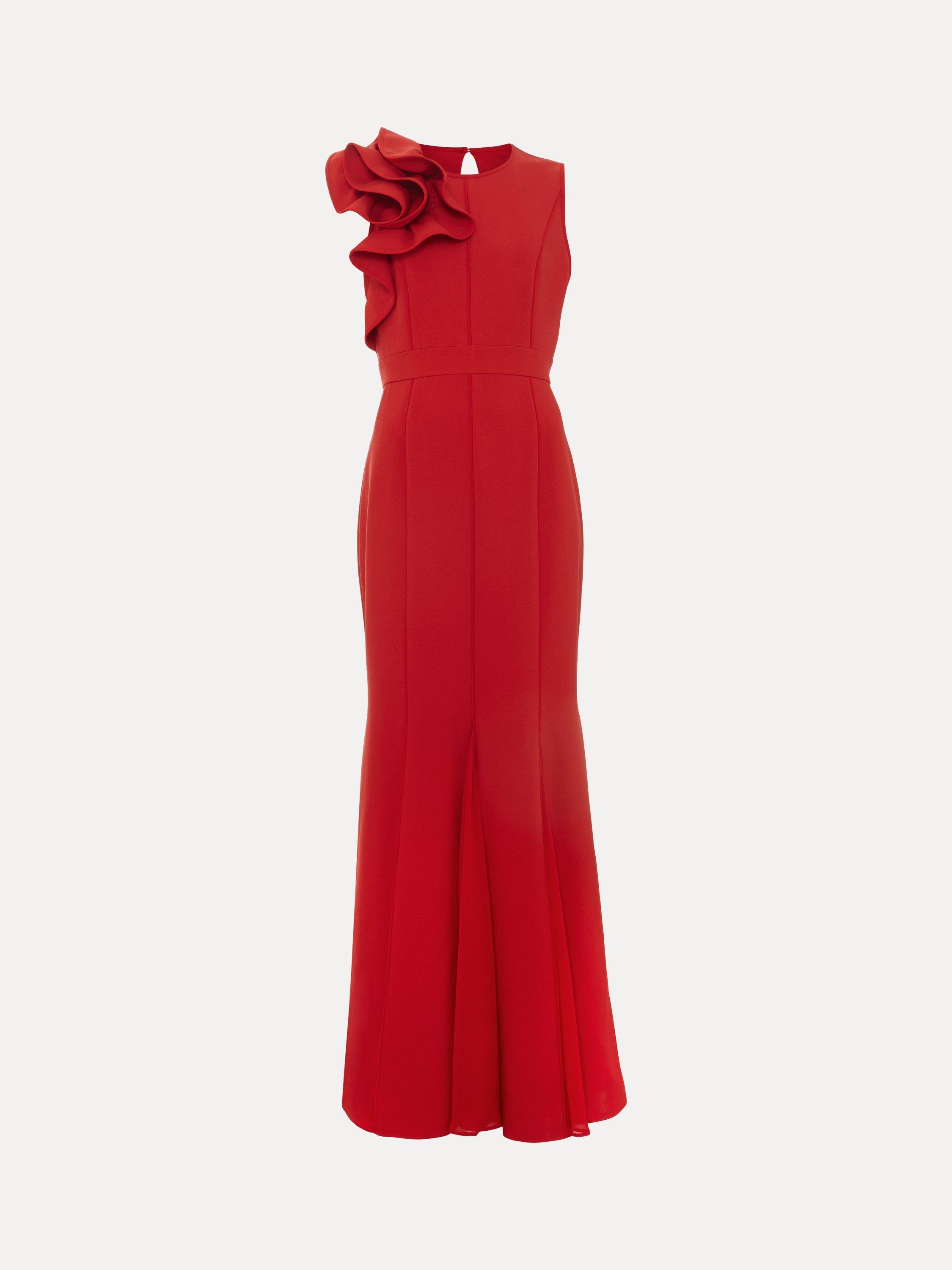 Product image 5 of 8, which shows Phase Eight Collection 8 Tyra Ruffle Maxi Dress, Red, 6