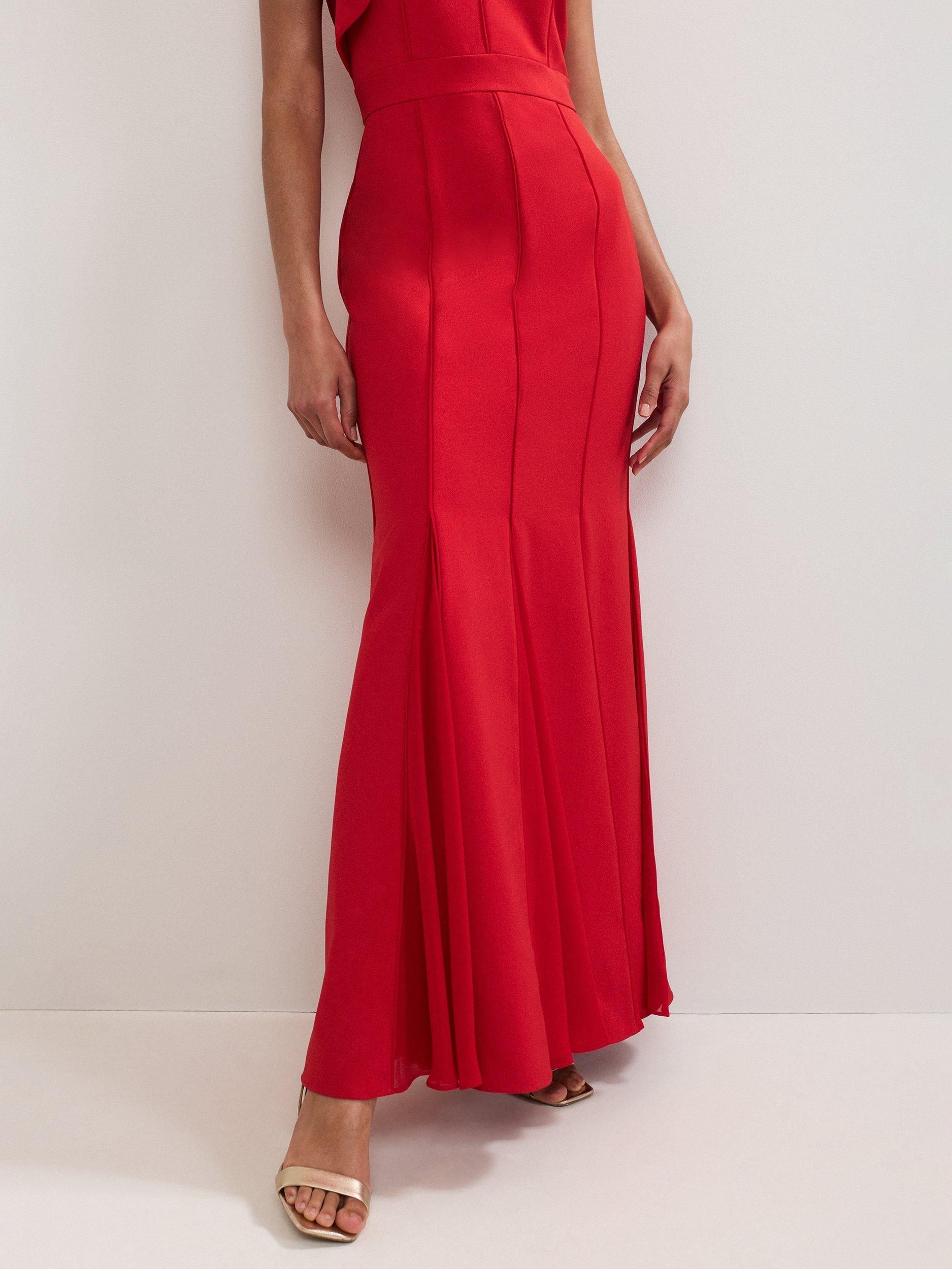Product image 8 of 8, which shows Phase Eight Collection 8 Tyra Ruffle Maxi Dress, Red, 6