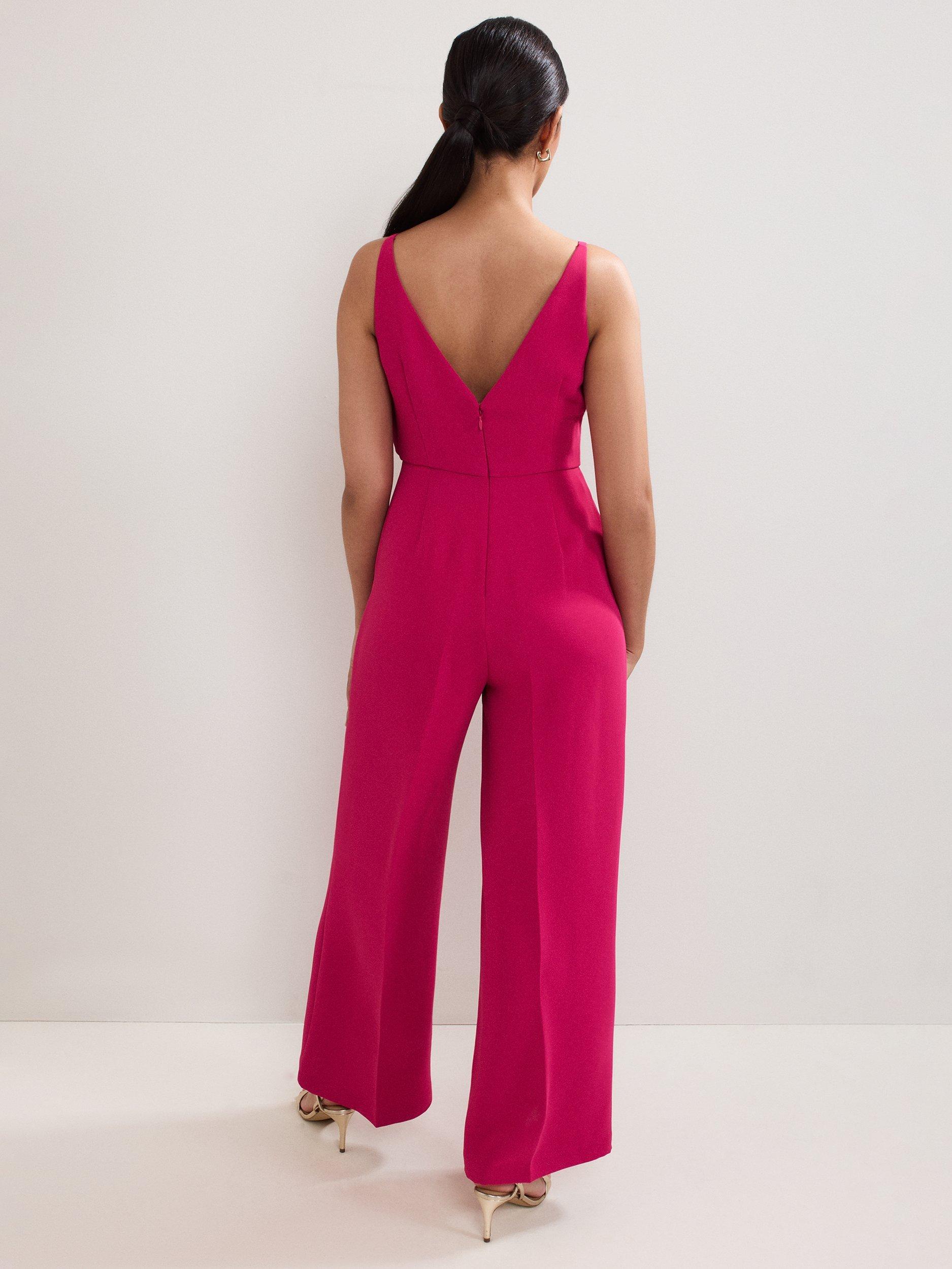 Product image 2 of 7, which shows Phase Eight Petite Hetty Tailored Jumpsuit, Pink, 8