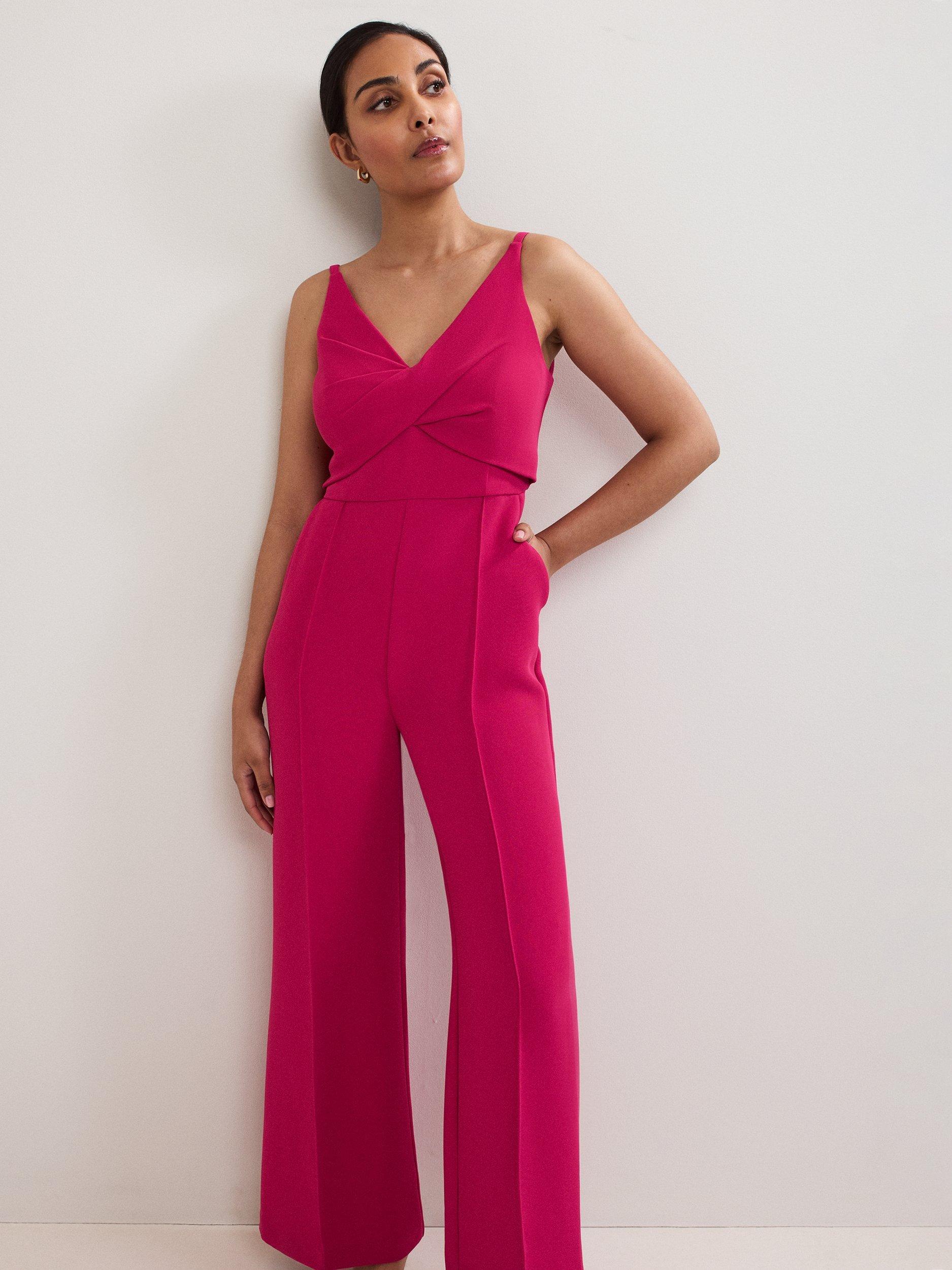 Product image 3 of 7, which shows Phase Eight Petite Hetty Tailored Jumpsuit, Pink, 8
