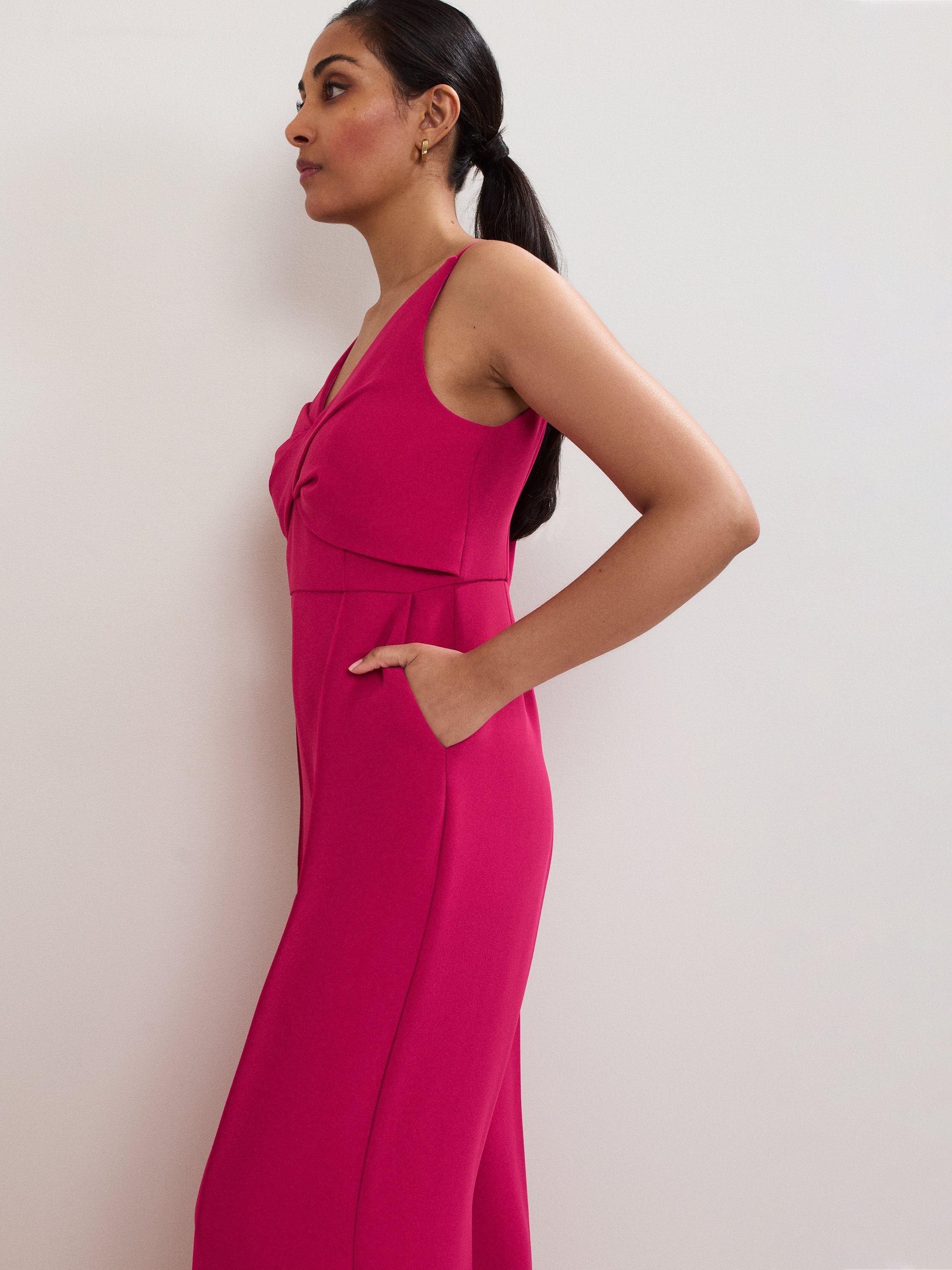 Product image 7 of 7, which shows Phase Eight Petite Hetty Tailored Jumpsuit, Pink, 8