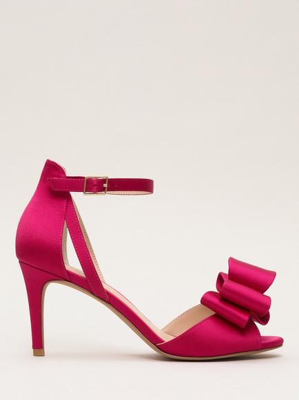 Phase Eight Satin Bow Heeled Sandals, Pink, Pink