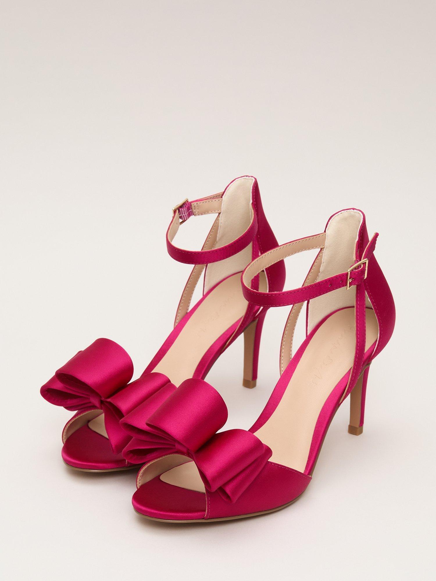 Product image 2 of 9, which shows Phase Eight Satin Bow Heeled Sandals, Pink, 3