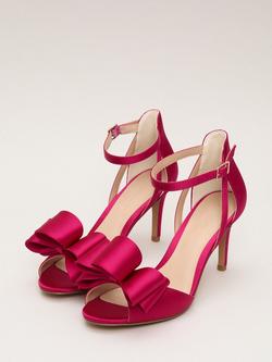 Phase Eight Satin Bow Heeled Sandals, Pink - view 2, Pink