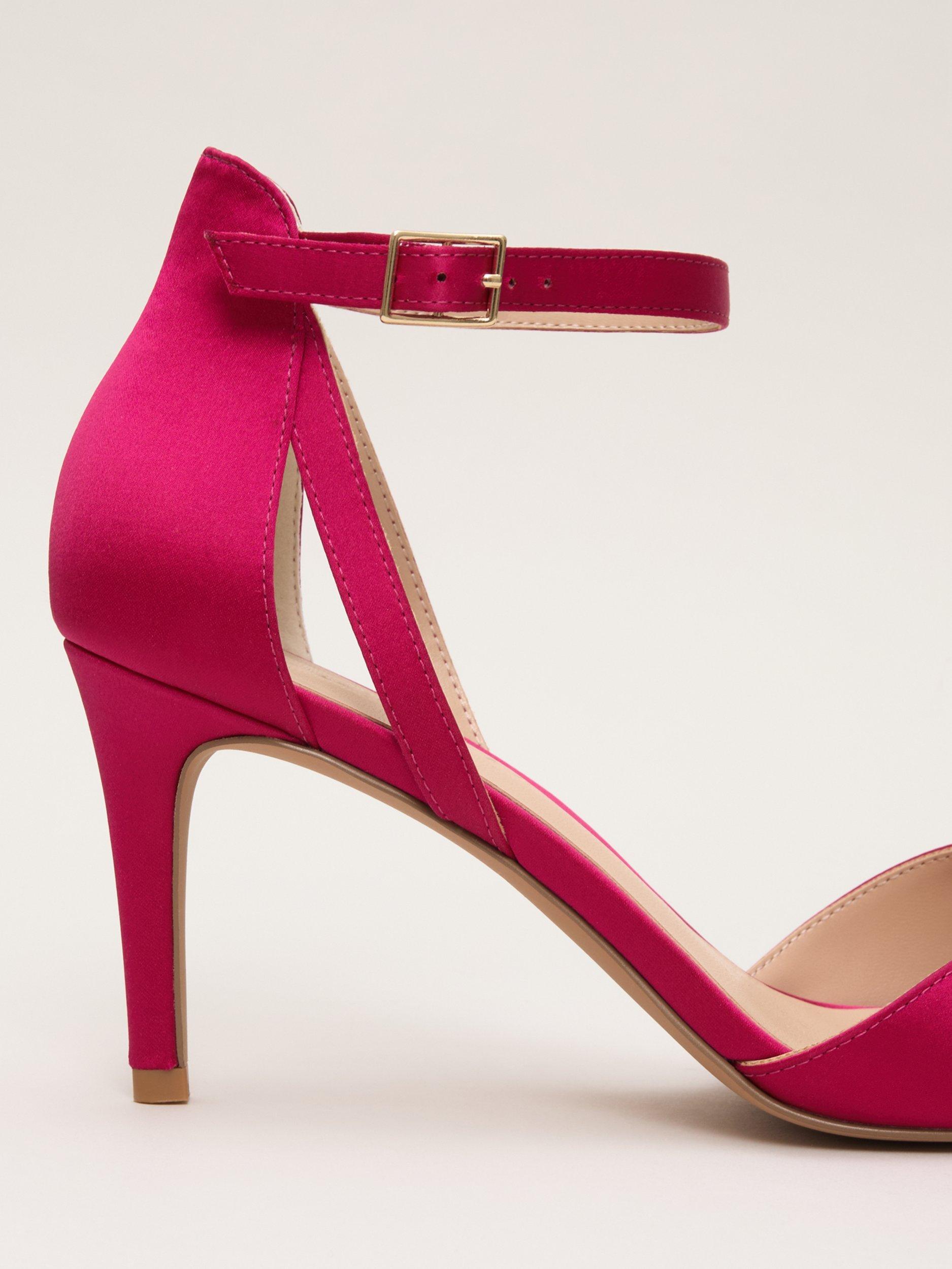 Product image 4 of 9, which shows Phase Eight Satin Bow Heeled Sandals, Pink, 3