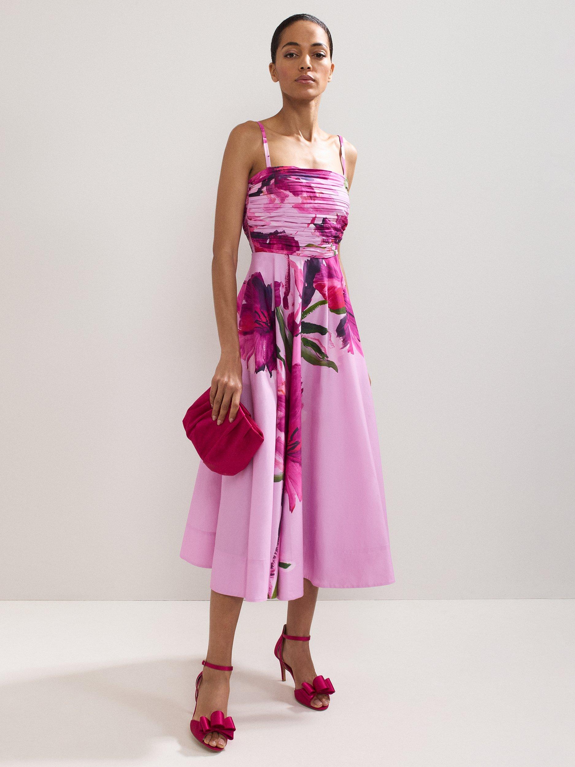 Product image 6 of 9, which shows Phase Eight Satin Bow Heeled Sandals, Pink, 3