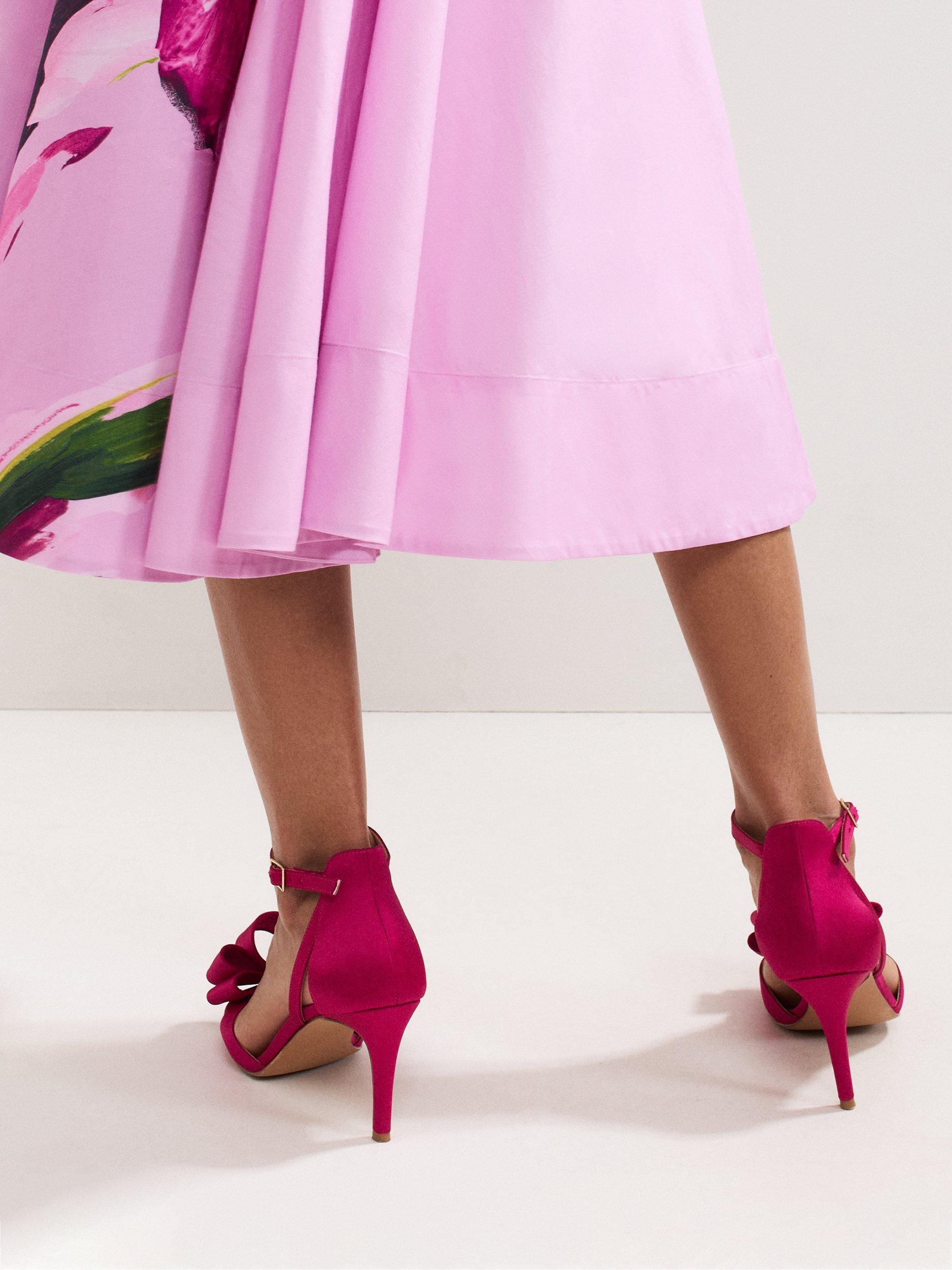 Product image 9 of 9, which shows Phase Eight Satin Bow Heeled Sandals, Pink, 3