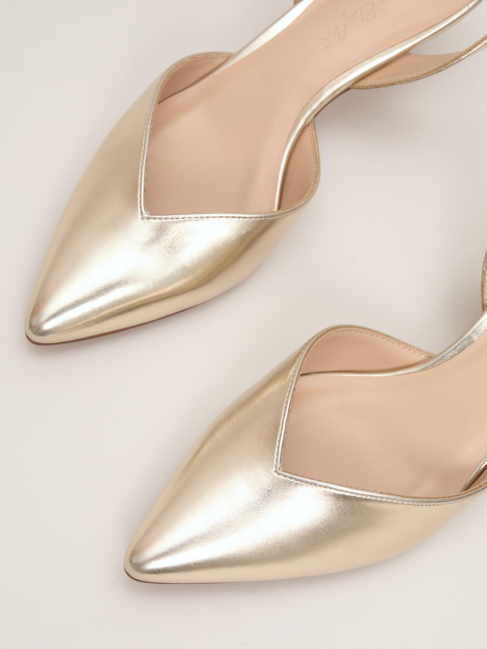 Product image 4 of 8, which shows Phase Eight Pointed Kitten Heel Court Shoes, Gold, 3