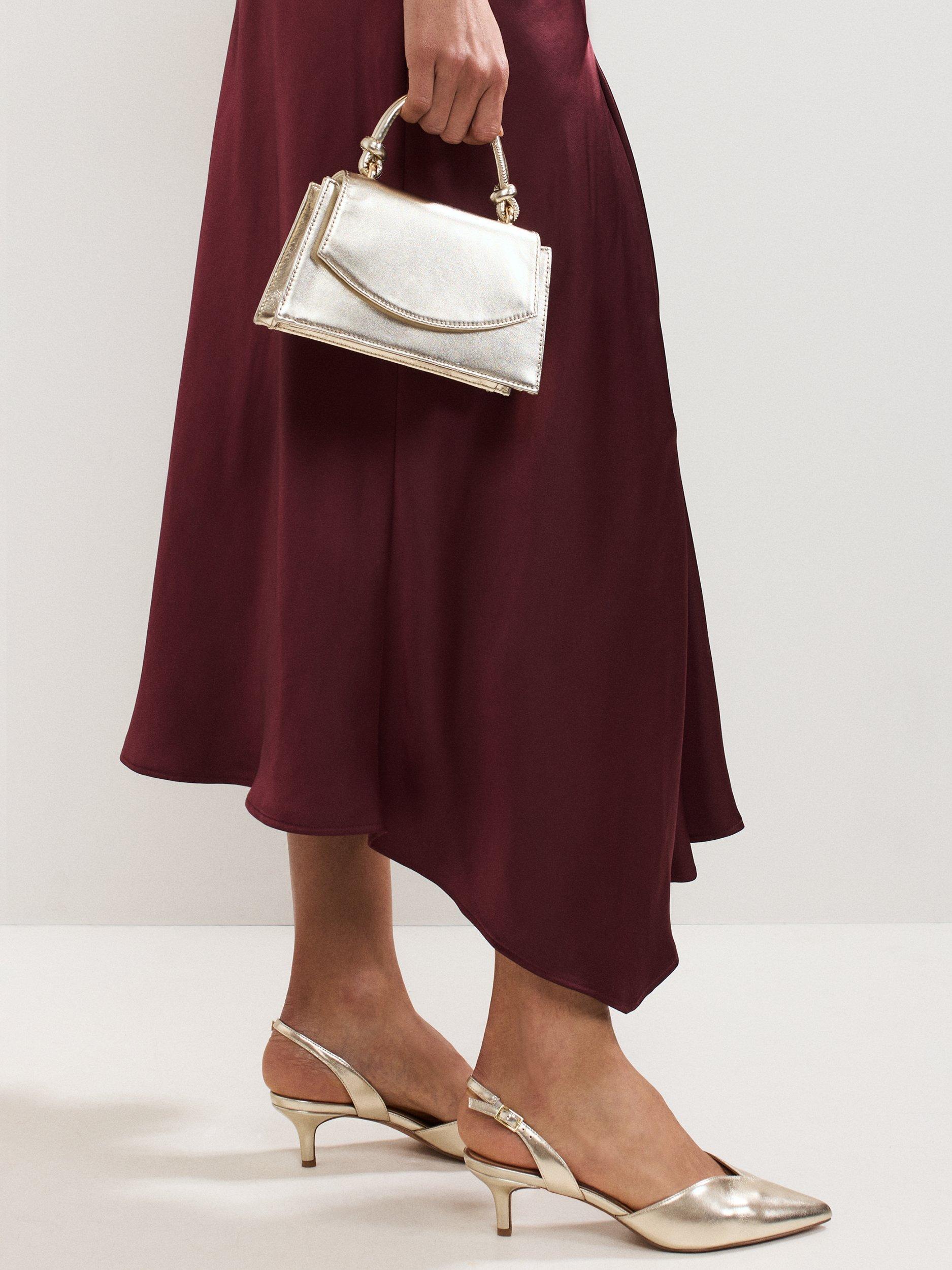 Product image 7 of 8, which shows Phase Eight Pointed Kitten Heel Court Shoes, Gold, 3