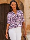 Sosandar Animal Print Button Front Tunic Top