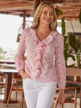 Sosandar Broderie Ruffle Detail Cotton Blouse