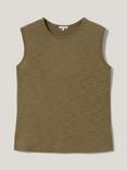 Jigsaw Cut Out Slub Tank Top, Khaki