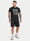 Raging Bull Cotton Blend Regular Fit No Pain No Gain Graphic T-Shirt, Black