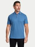 Raging Bull Short Sleeve Branded Tonal Embroidery Pique Polo Shirt, Denim Blue