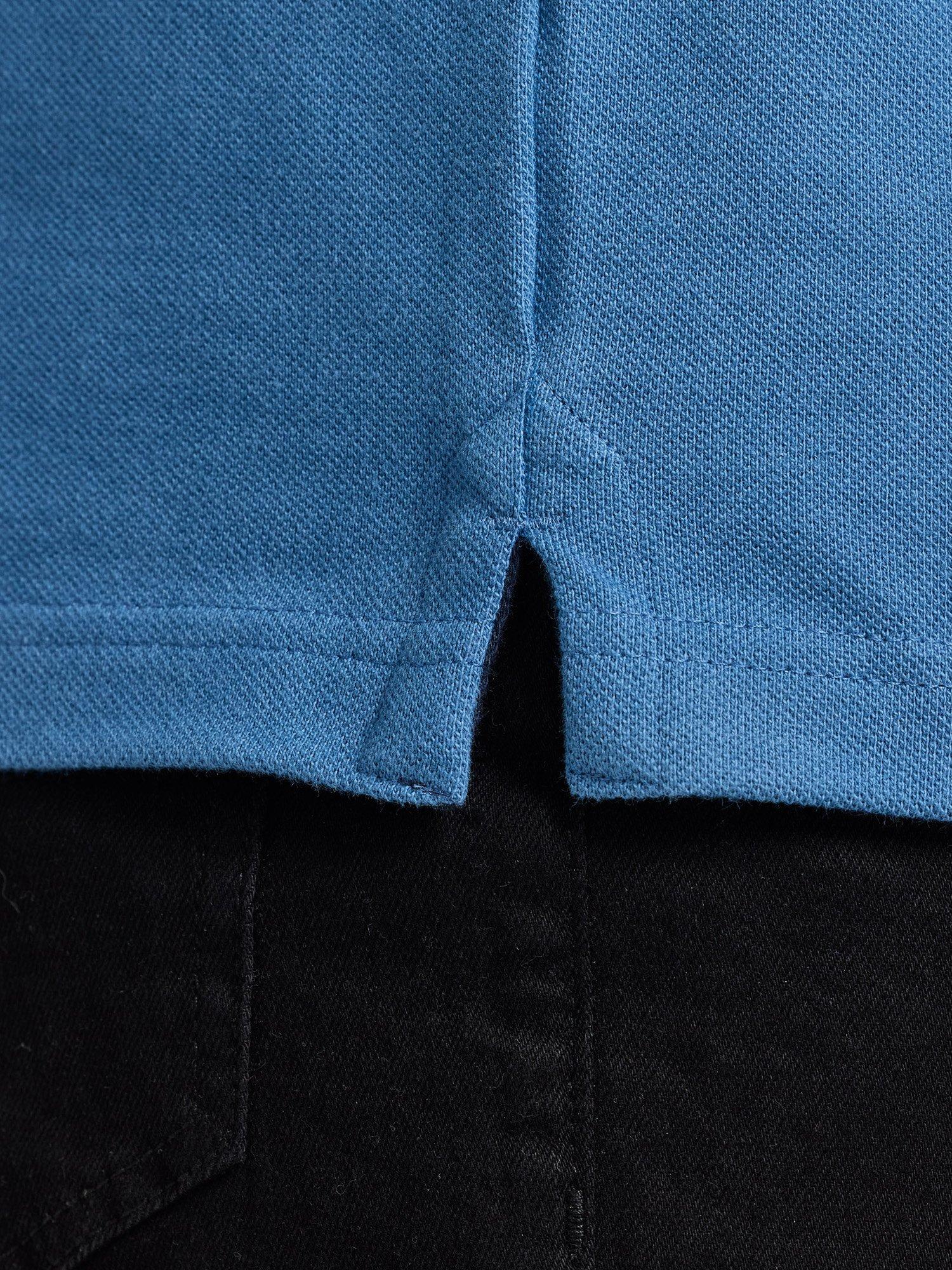 Product image 6 of 9, which shows Raging Bull Short Sleeve Branded Tonal Embroidery Pique Polo Shirt, Denim Blue, S