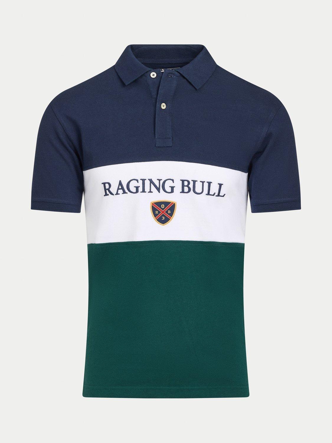 Product image 2 of 8, which shows Raging Bull Cut & Sew Panel Pique Short Sleeve Polo Top, Forest, S