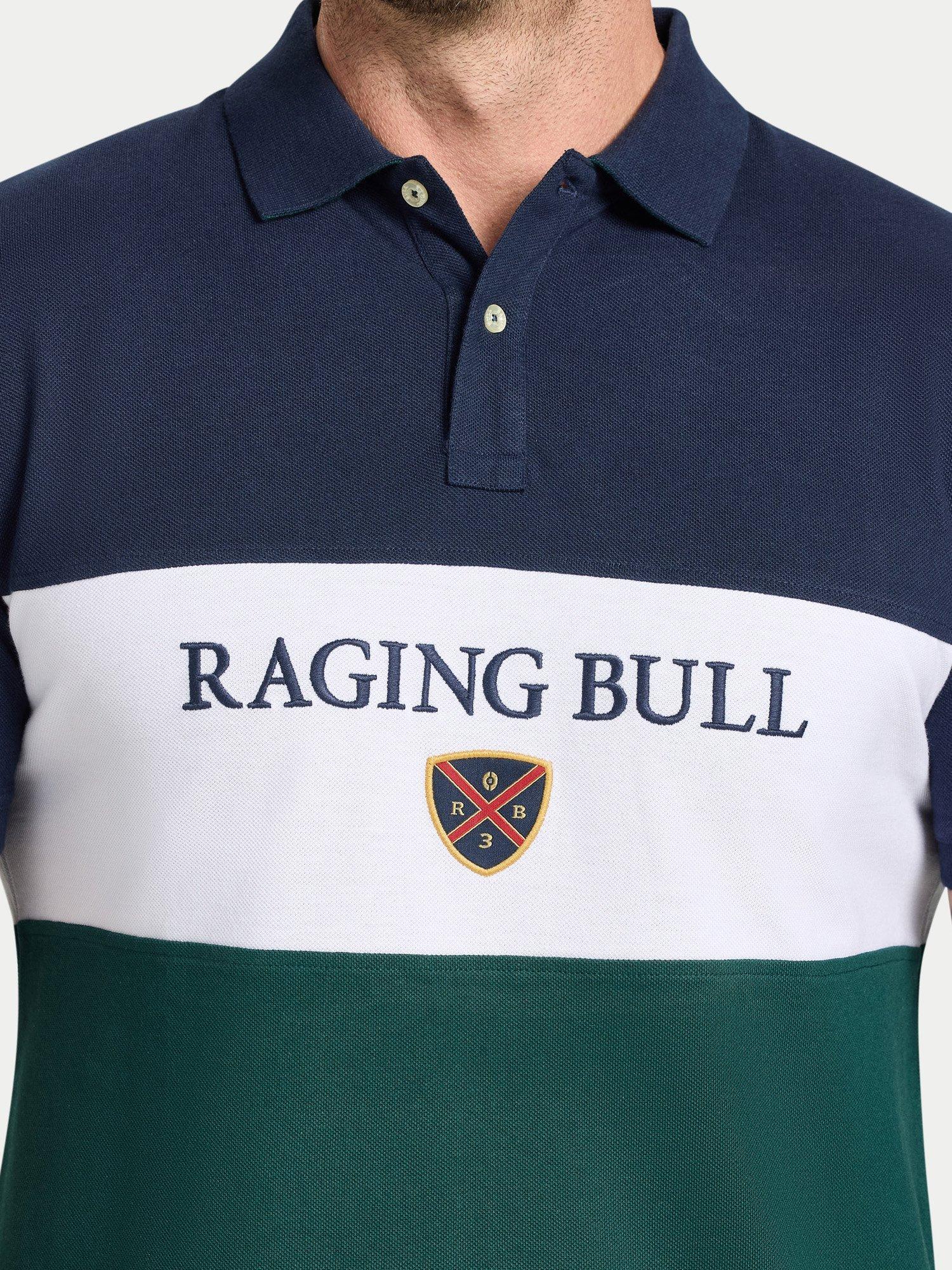 Product image 4 of 8, which shows Raging Bull Cut & Sew Panel Pique Short Sleeve Polo Top, Forest, S