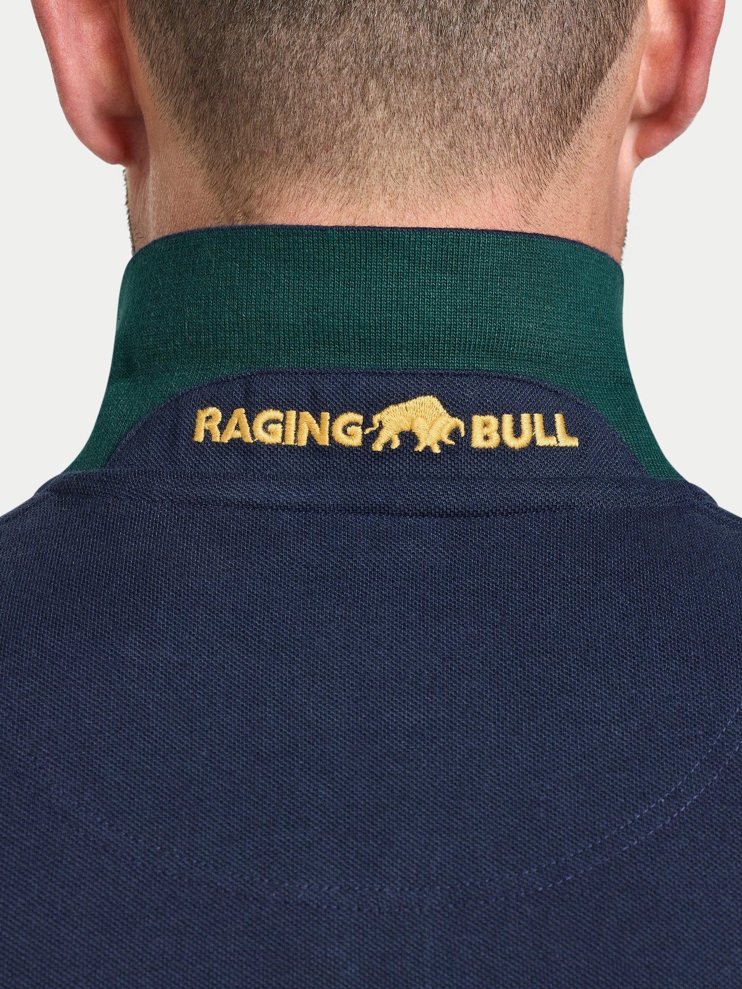 Product image 5 of 8, which shows Raging Bull Cut & Sew Panel Pique Short Sleeve Polo Top, Forest, S