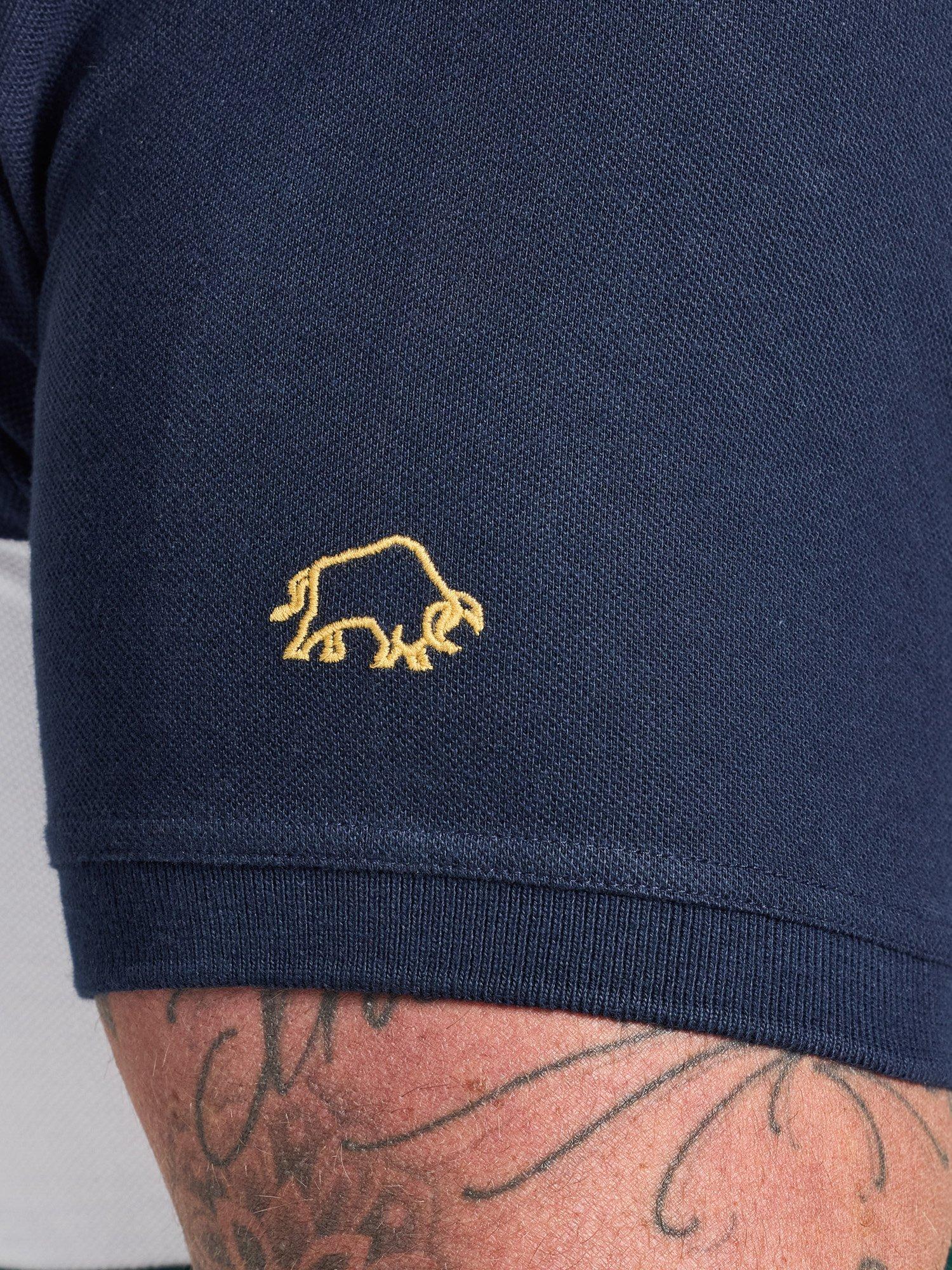 Product image 6 of 8, which shows Raging Bull Cut & Sew Panel Pique Short Sleeve Polo Top, Forest, S