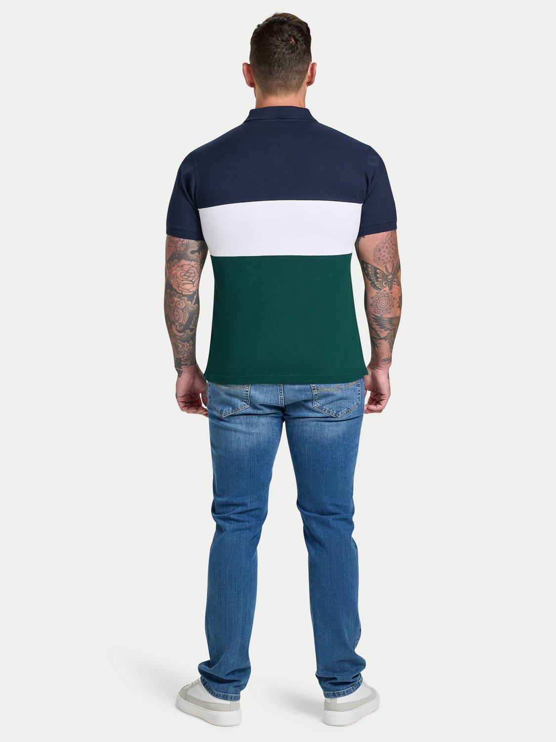 Product image 8 of 8, which shows Raging Bull Cut & Sew Panel Pique Short Sleeve Polo Top, Forest, S