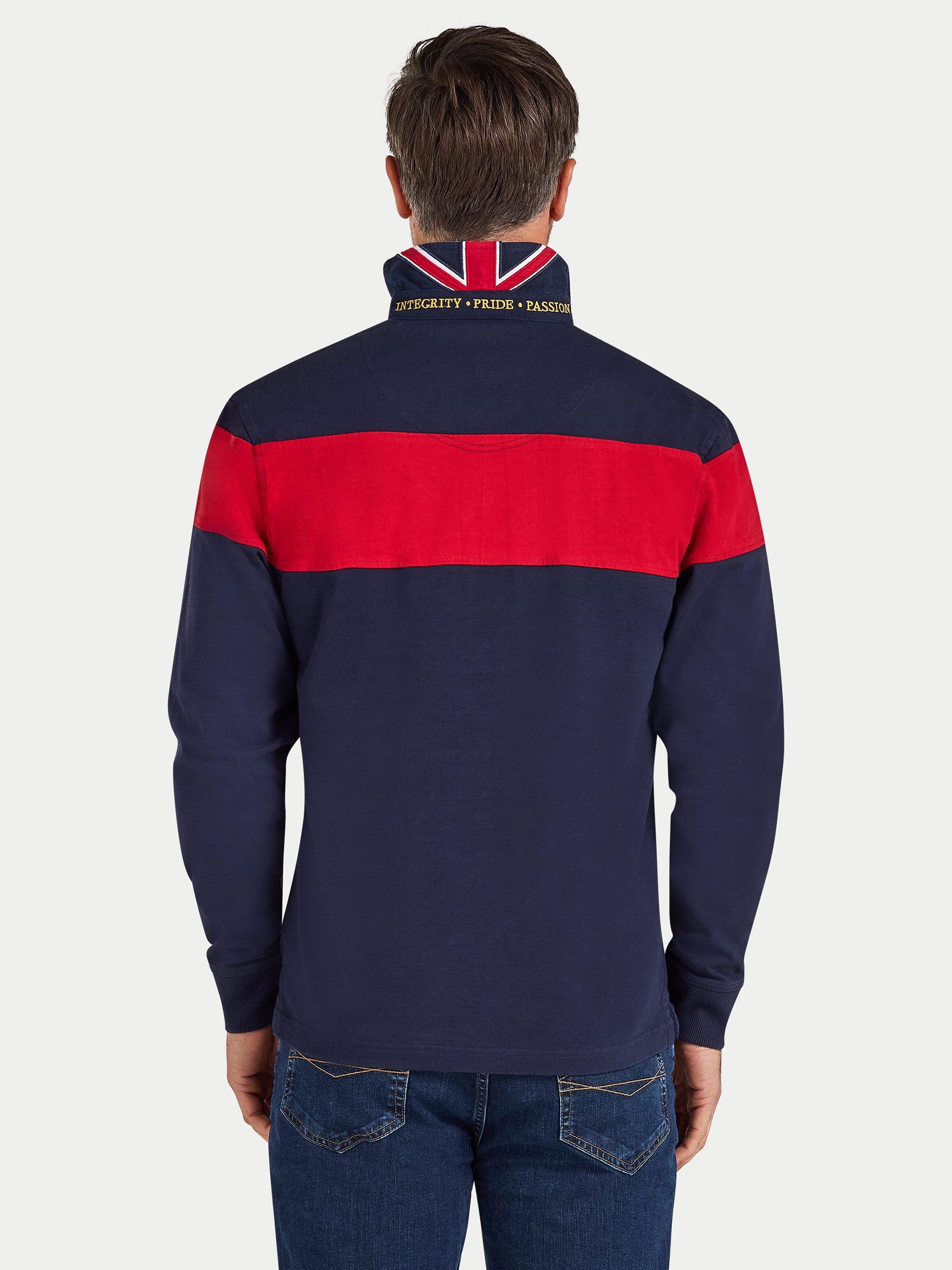 Product image 3 of 9, which shows Raging Bull Striped Rugby Shirt, Navy, S