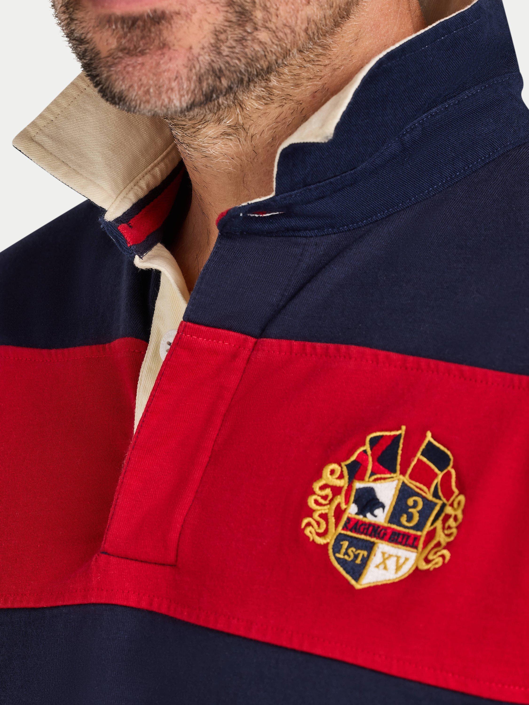 Product image 5 of 9, which shows Raging Bull Striped Rugby Shirt, Navy, S