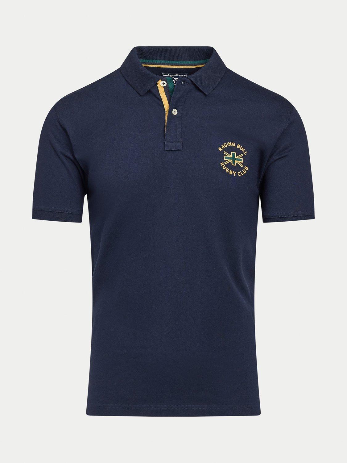 Product image 2 of 8, which shows Raging Bull Cotton Regular Fit Rugby Club Polo Shirt, Navy, S
