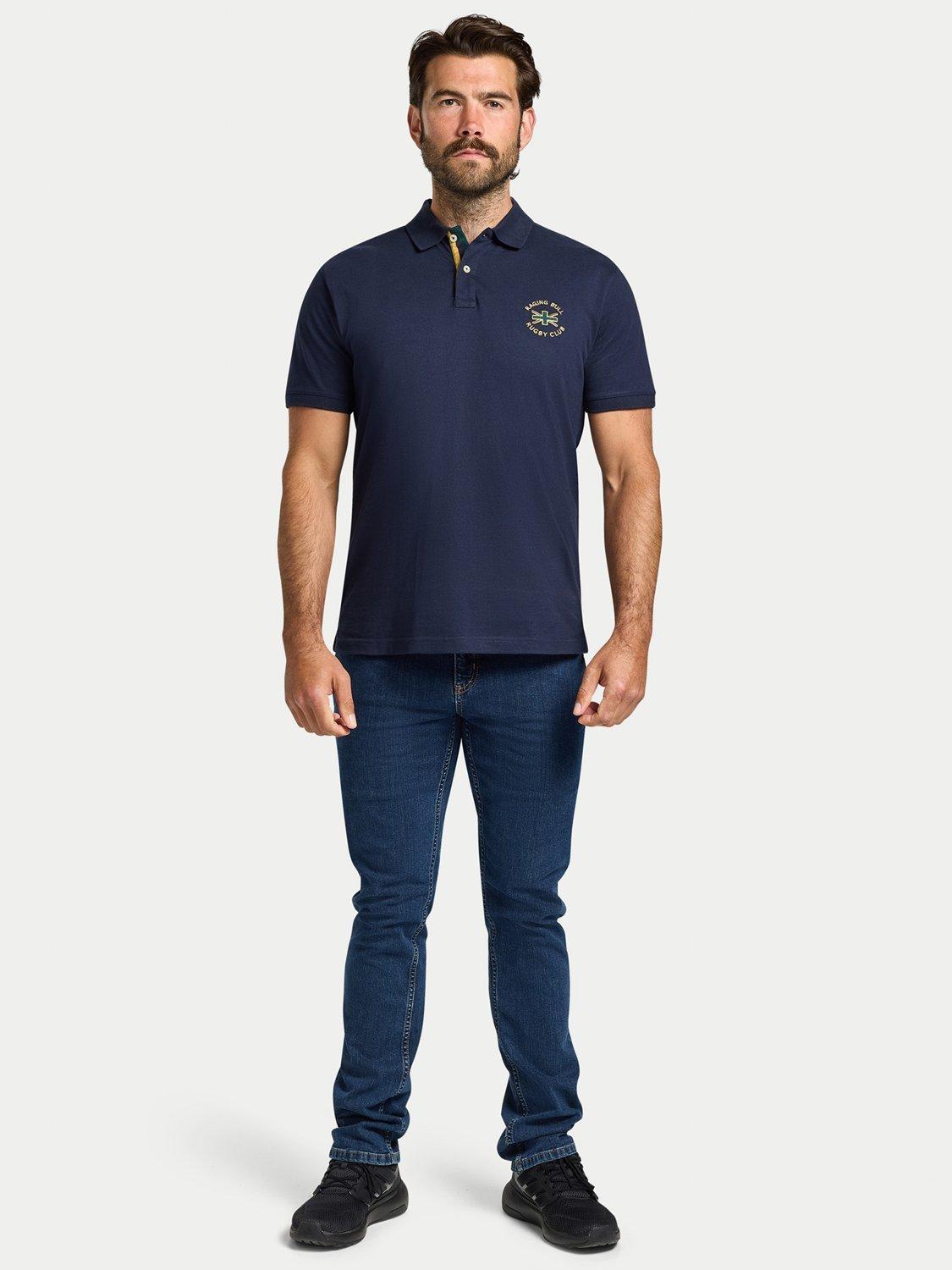 Product image 7 of 8, which shows Raging Bull Cotton Regular Fit Rugby Club Polo Shirt, Navy, S
