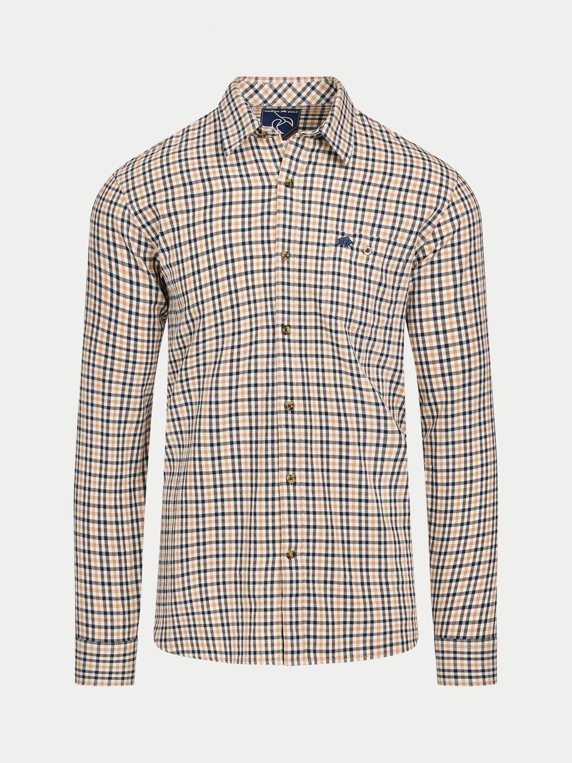 Product image 2 of 9, which shows Raging Bull Brookes Cotton Regular Fit Gingham Shirt, Tan, S