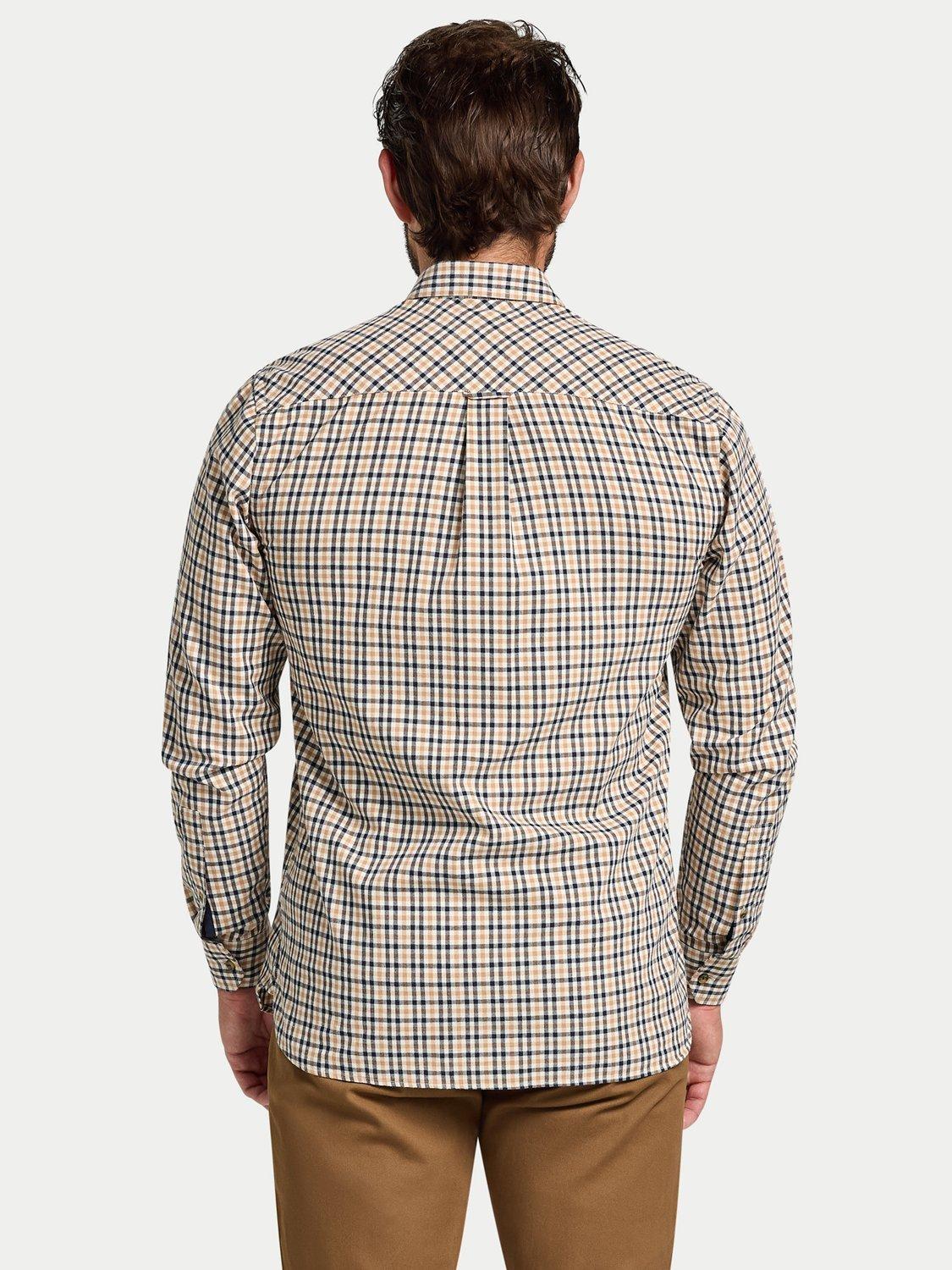 Product image 3 of 9, which shows Raging Bull Brookes Cotton Regular Fit Gingham Shirt, Tan, S
