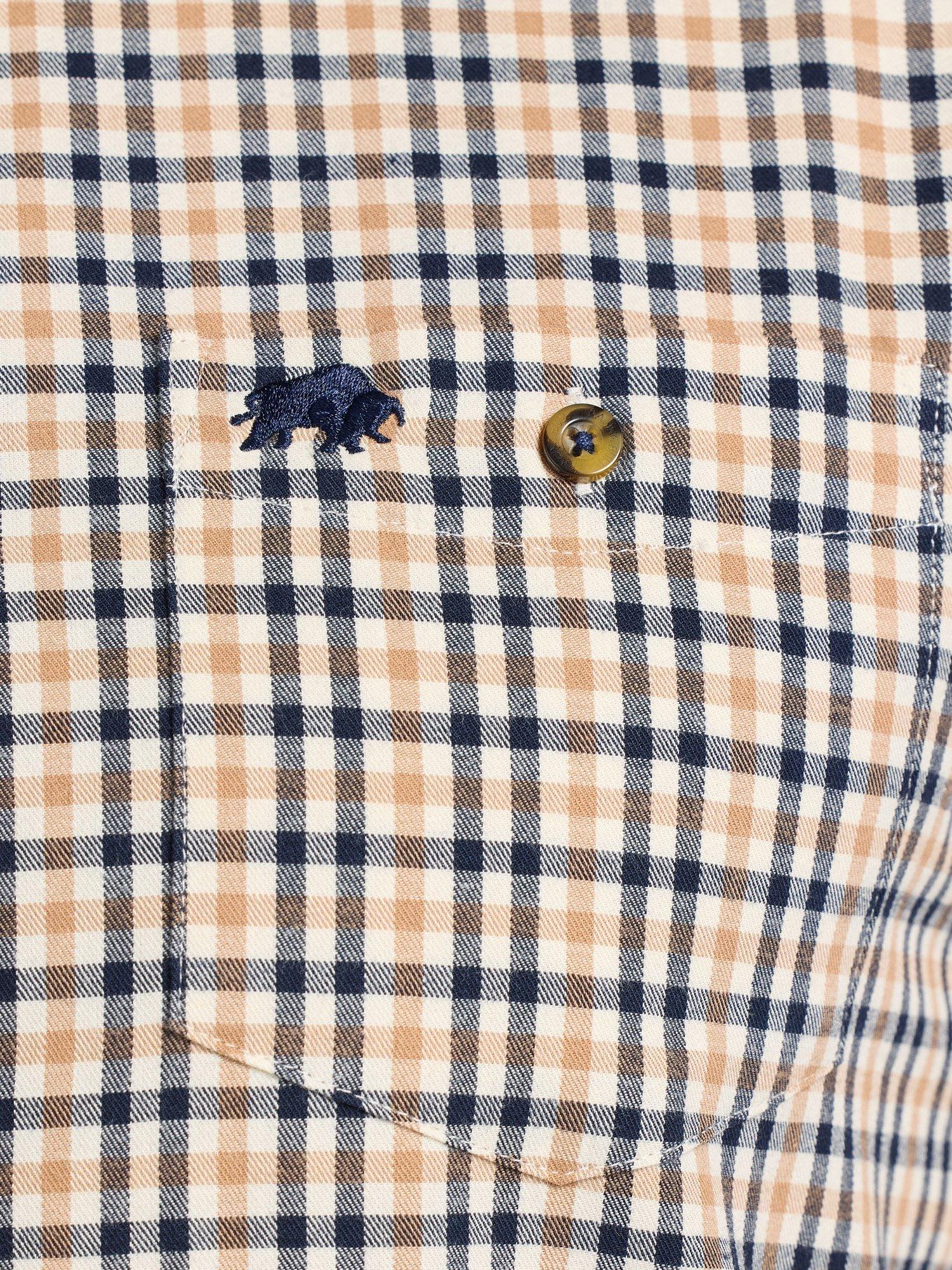 Product image 4 of 9, which shows Raging Bull Brookes Cotton Regular Fit Gingham Shirt, Tan, S