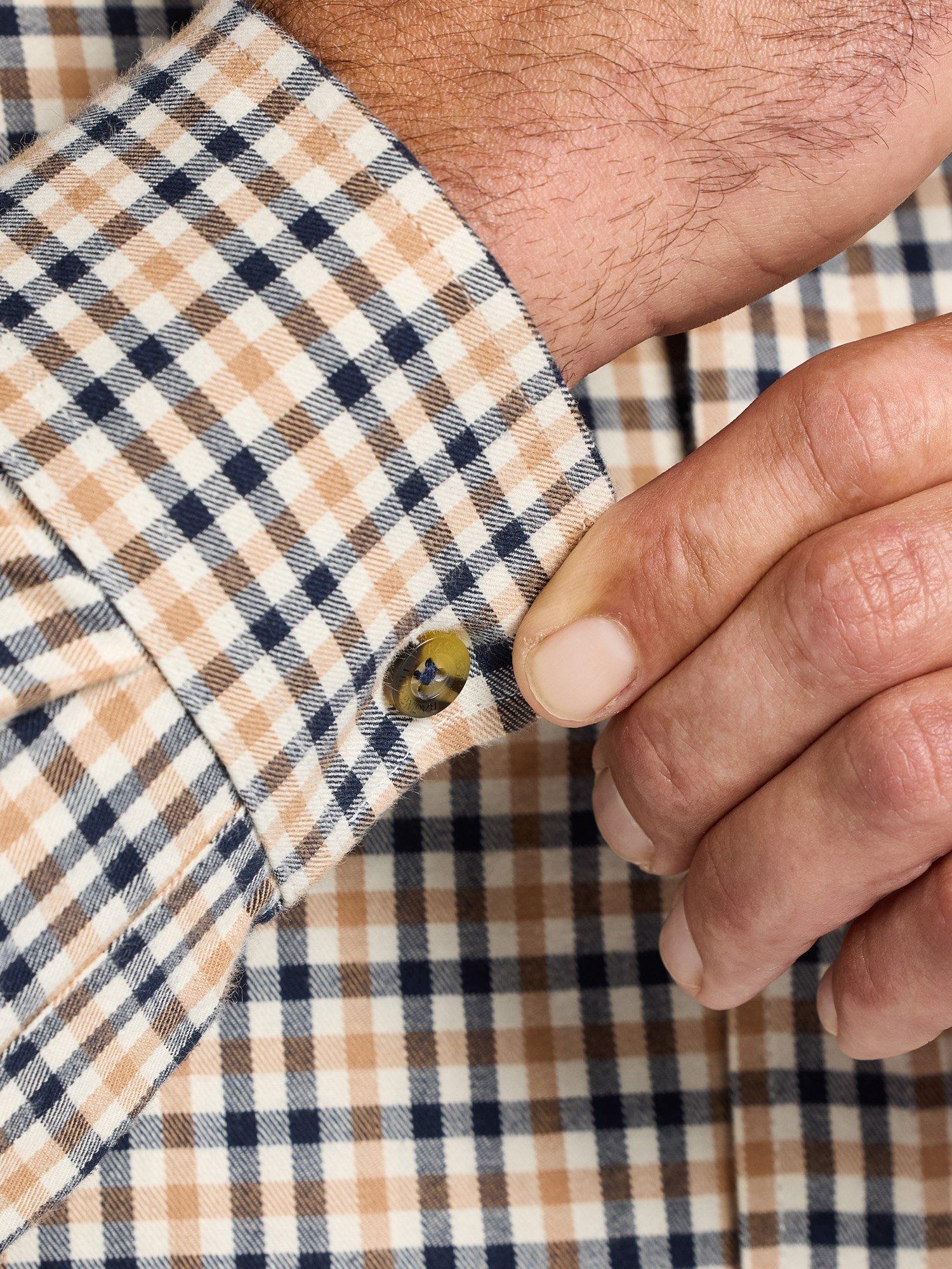 Product image 5 of 9, which shows Raging Bull Brookes Cotton Regular Fit Gingham Shirt, Tan, S