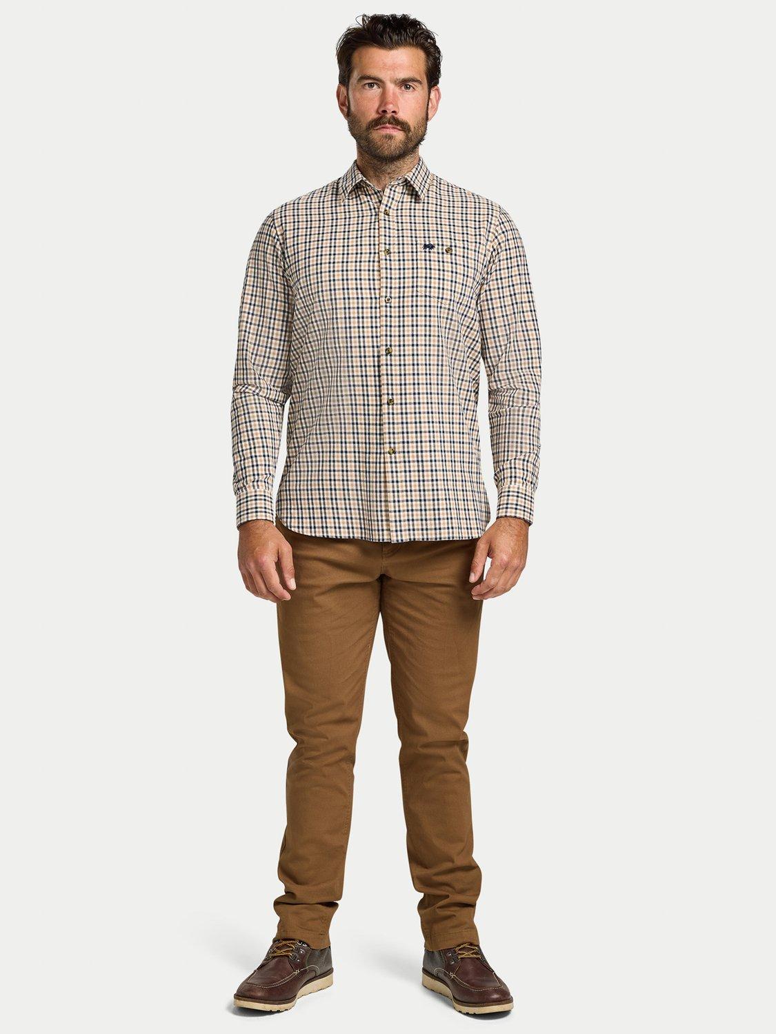 Product image 8 of 9, which shows Raging Bull Brookes Cotton Regular Fit Gingham Shirt, Tan, S