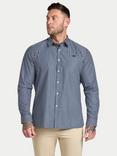 Raging Bull Classic Poplin Cotton Regular Fit Stripe Shirt, Navy