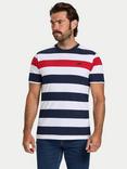 Raging Bull Contrast Chest Stripe T-Shirt, Navy/Red