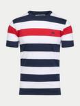 Raging Bull Contrast Chest Stripe T-Shirt, Navy/Red