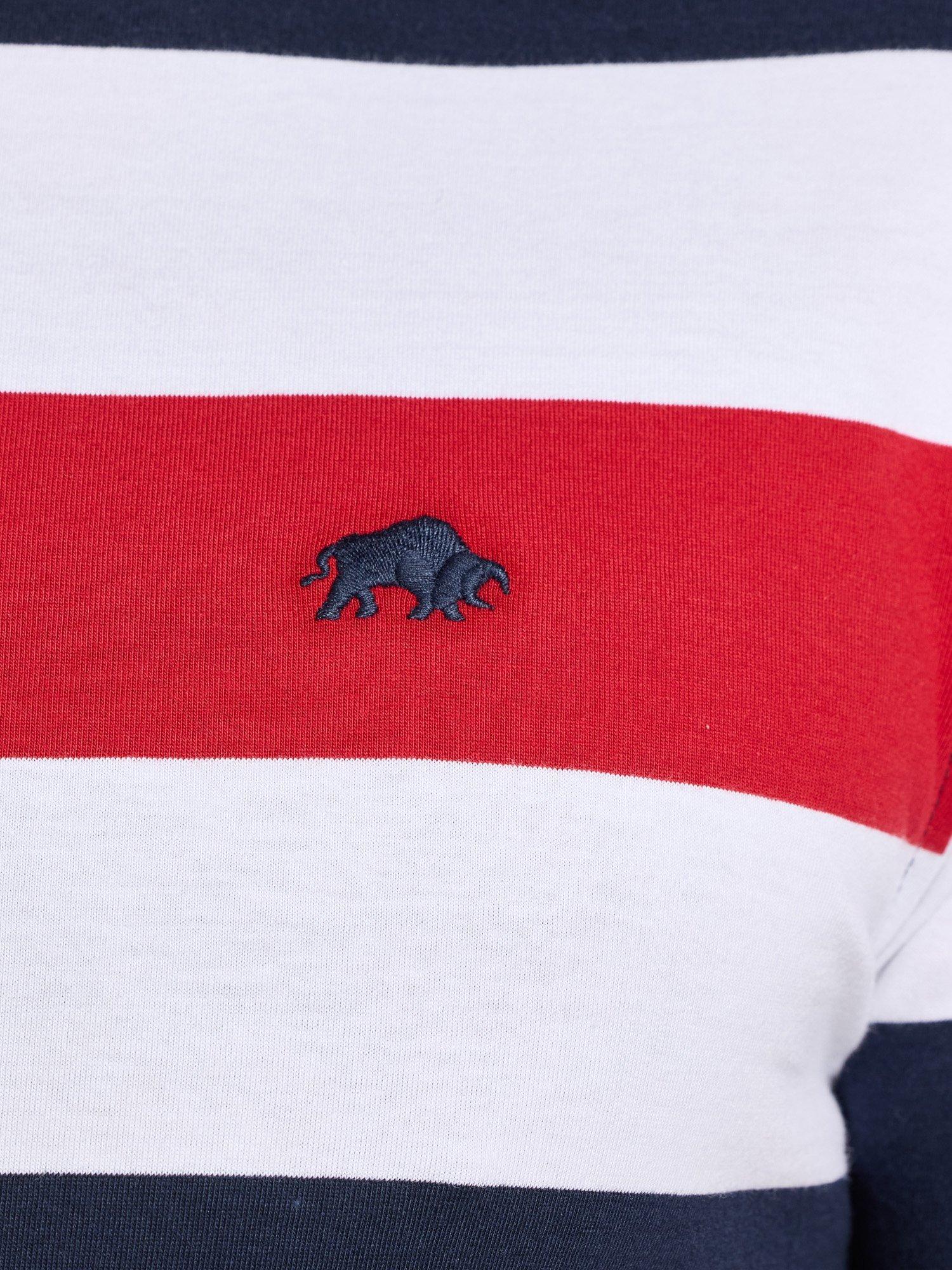 Product image 4 of 7, which shows Raging Bull Contrast Chest Stripe T-Shirt, Navy/Red, S