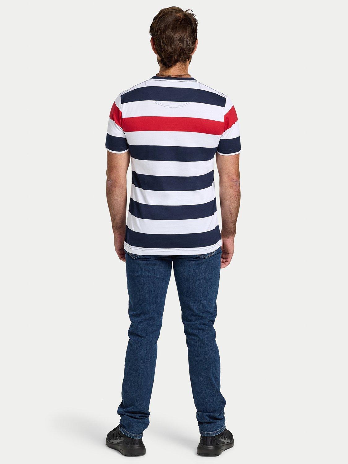 Product image 7 of 7, which shows Raging Bull Contrast Chest Stripe T-Shirt, Navy/Red, S