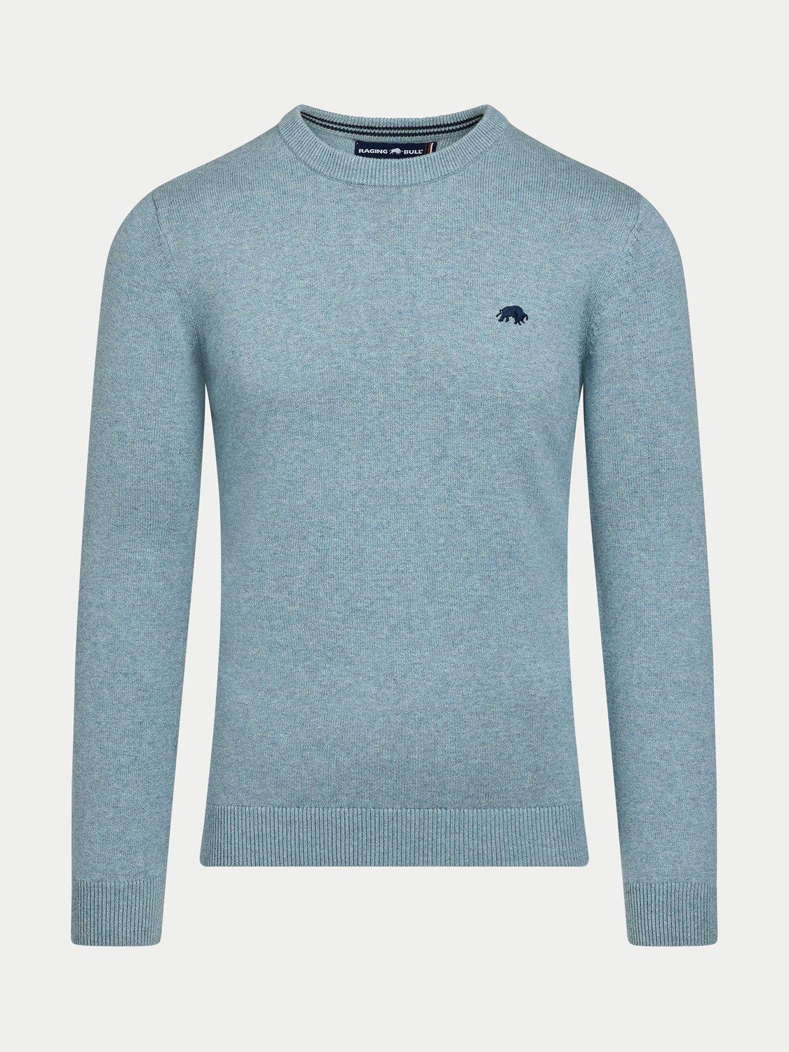 Product image 2 of 6, which shows Raging Bull Cotton Cashmere Blend Classic Crew Neck Knit Top, Green Marl, S