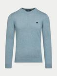 Raging Bull Cotton Cashmere Blend Classic Crew Neck Knit Top, Green Marl