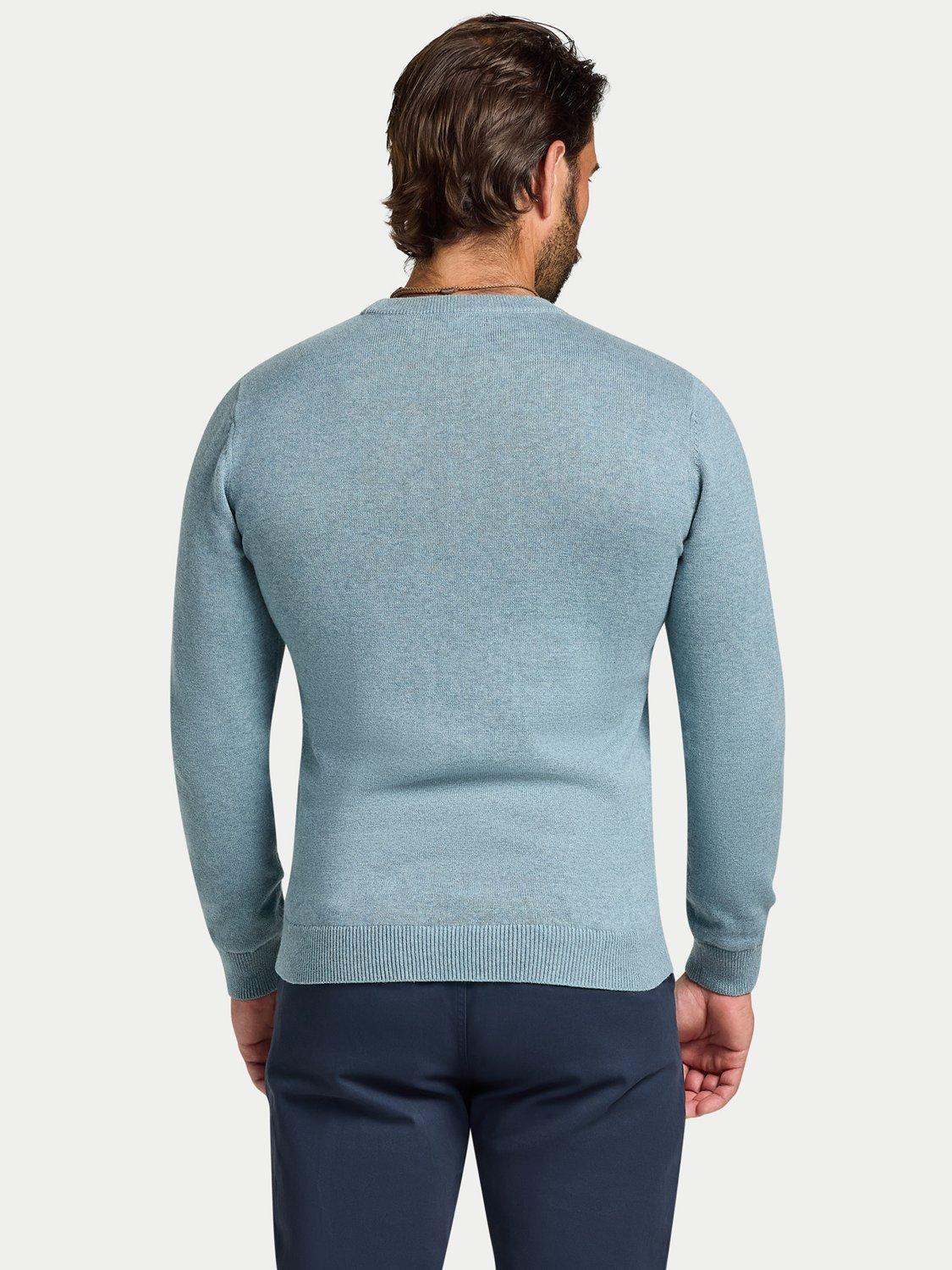 Product image 3 of 6, which shows Raging Bull Cotton Cashmere Blend Classic Crew Neck Knit Top, Green Marl, S