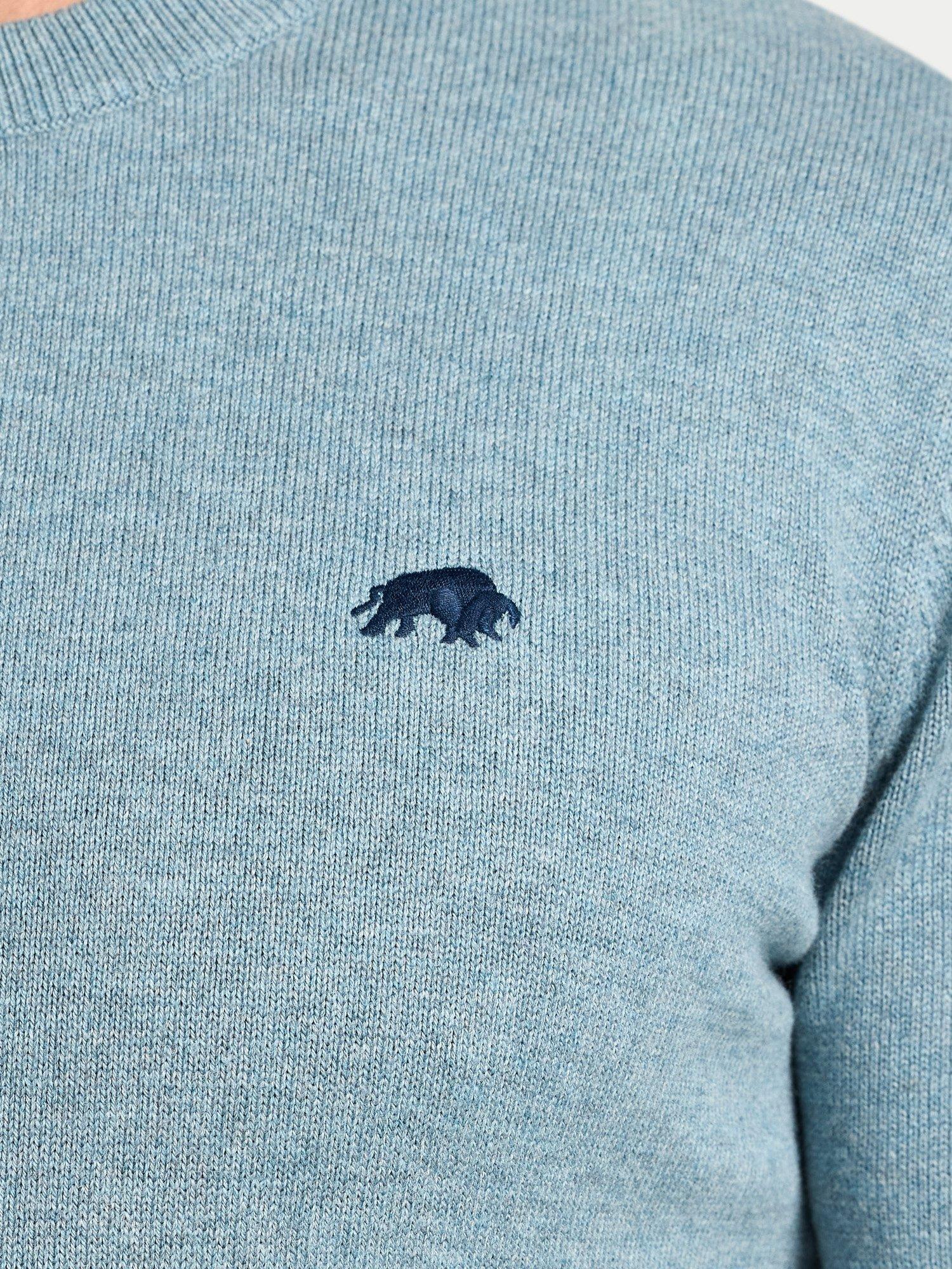 Product image 4 of 6, which shows Raging Bull Cotton Cashmere Blend Classic Crew Neck Knit Top, Green Marl, S