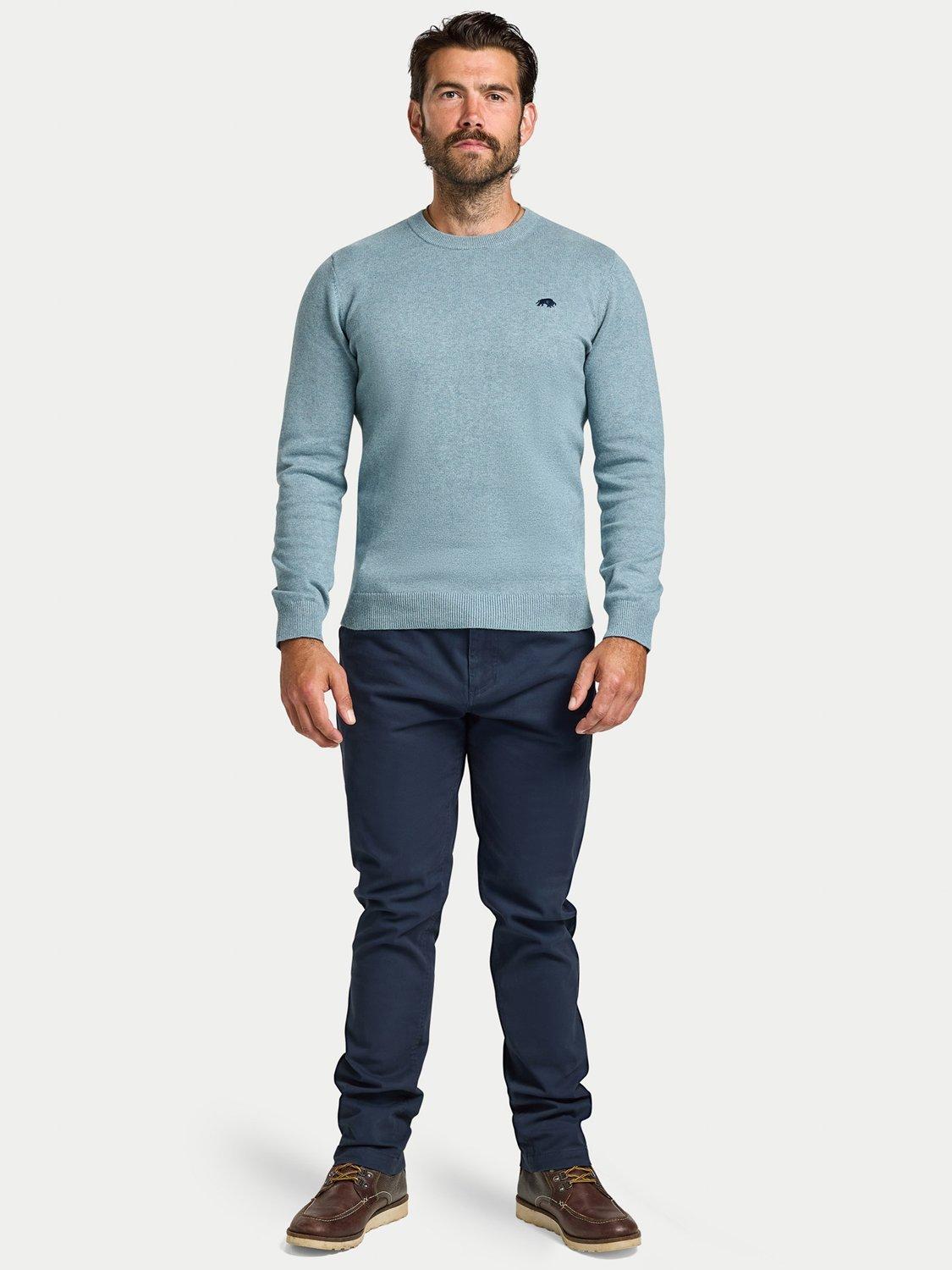 Product image 5 of 6, which shows Raging Bull Cotton Cashmere Blend Classic Crew Neck Knit Top, Green Marl, S