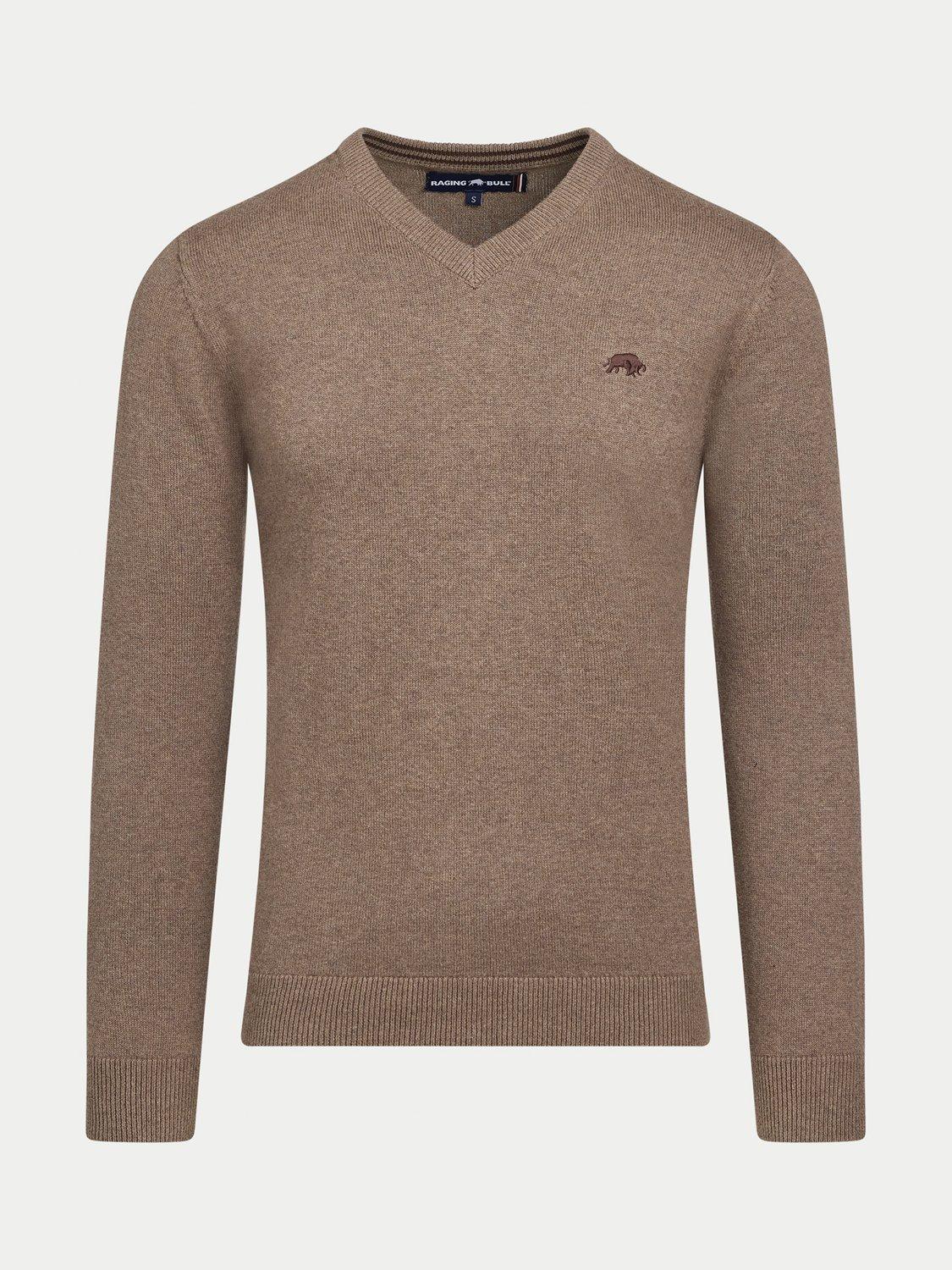 Product image 2 of 6, which shows Raging Bull Cotton Cashmere Blend Classic Crew Neck Knit Top, Toast, S
