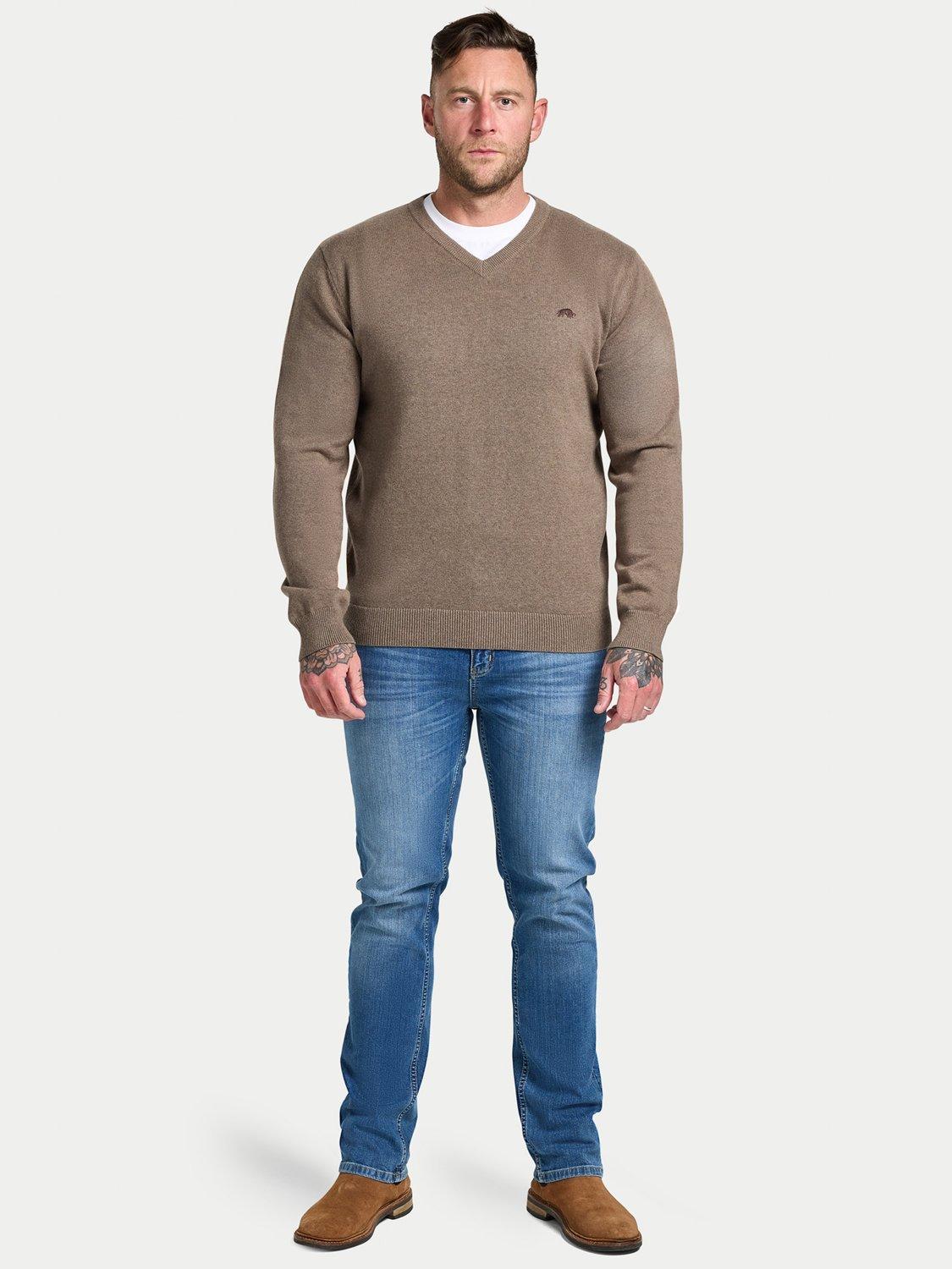 Product image 5 of 6, which shows Raging Bull Cotton Cashmere Blend Classic Crew Neck Knit Top, Toast, S
