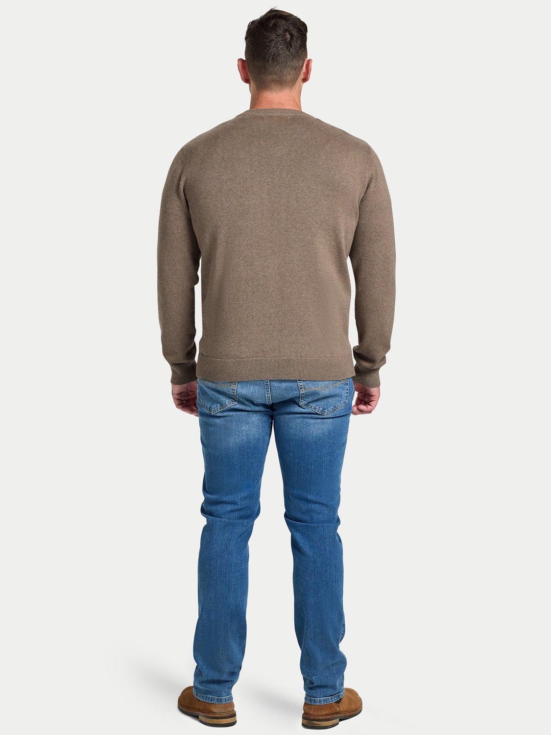 Product image 6 of 6, which shows Raging Bull Cotton Cashmere Blend Classic Crew Neck Knit Top, Toast, S