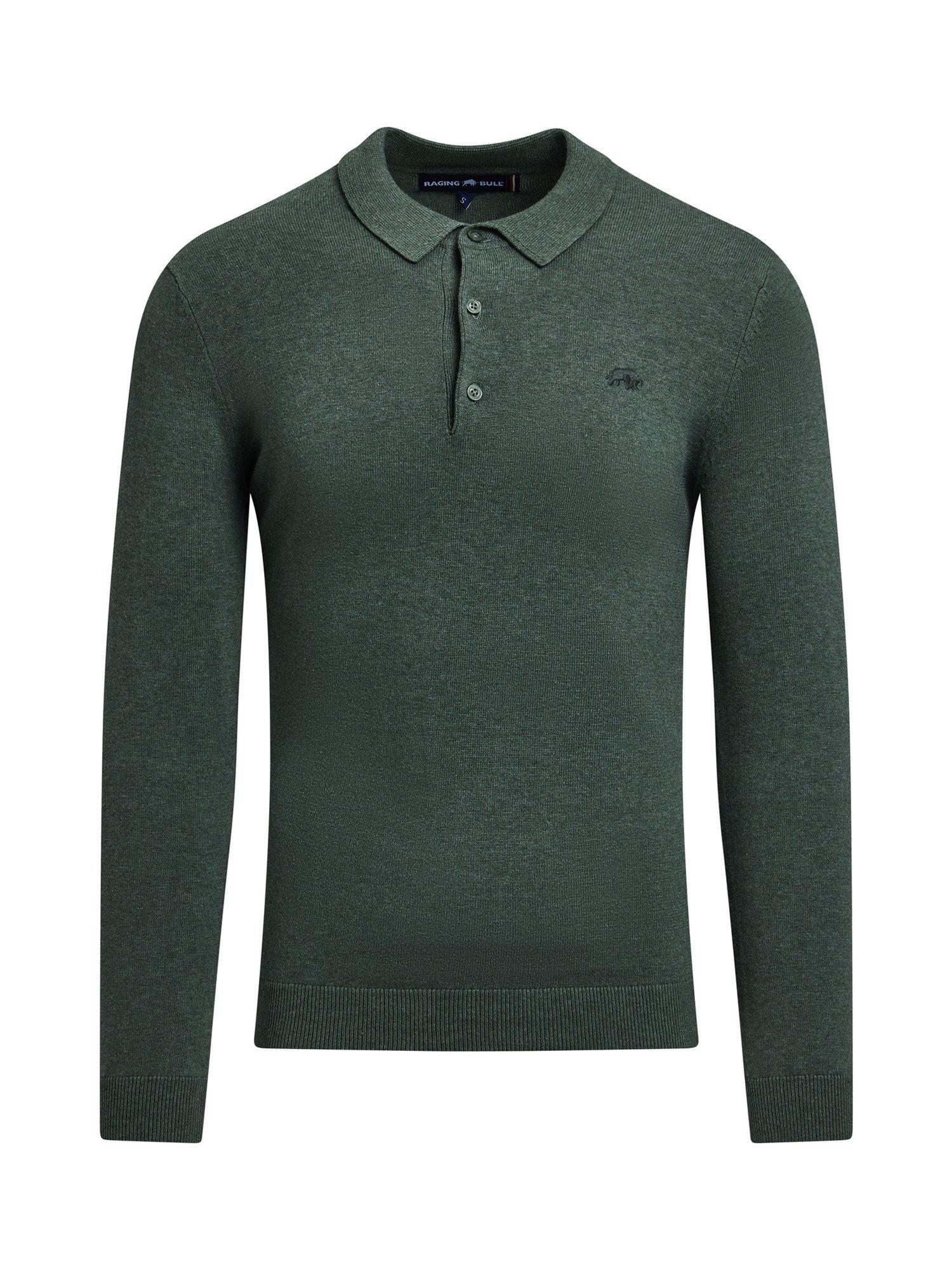 Product image 2 of 6, which shows Raging Bull Classic Knitted Cotton Polo Shirt, Sage, S
