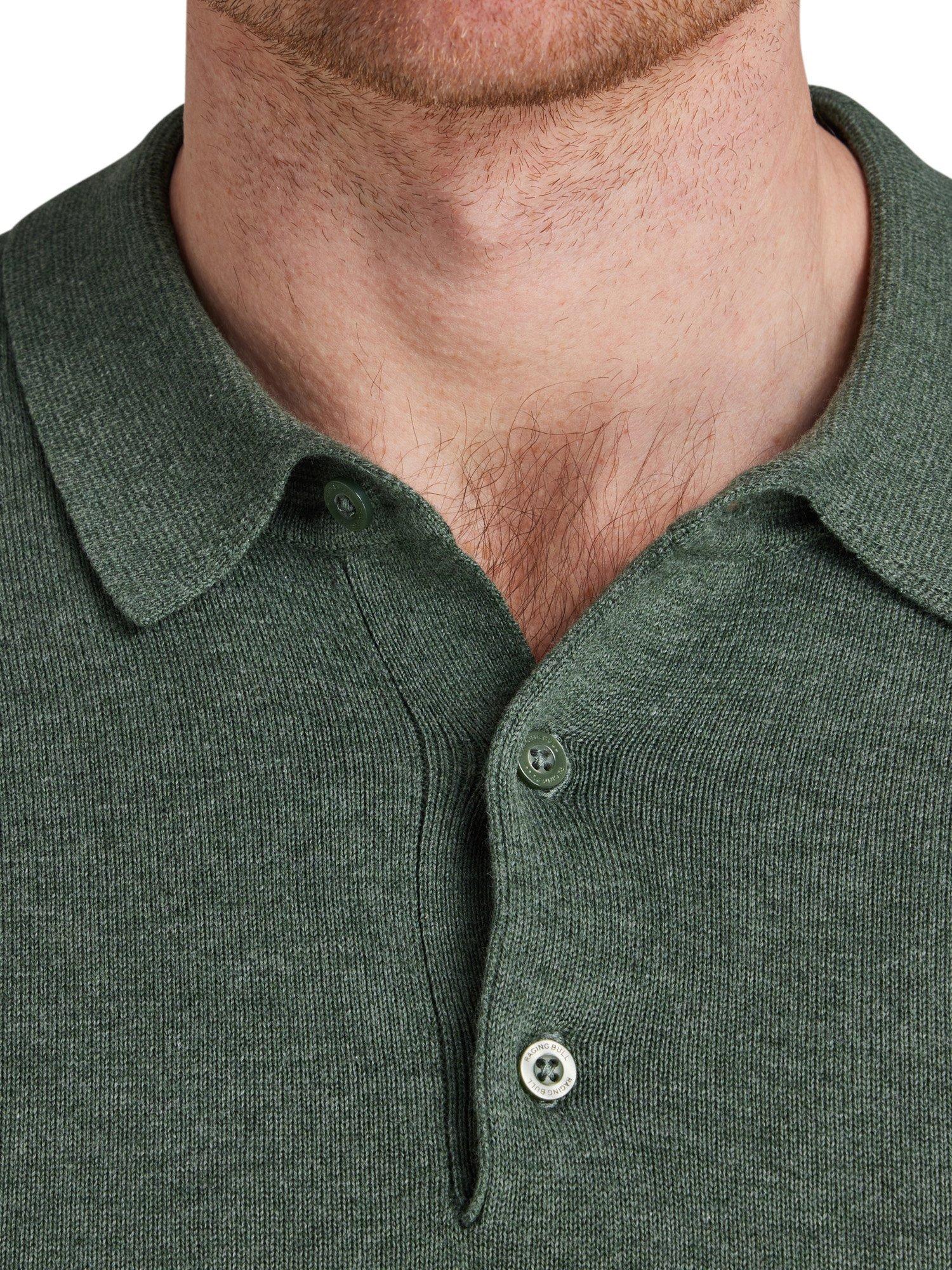 Product image 4 of 6, which shows Raging Bull Classic Knitted Cotton Polo Shirt, Sage, S